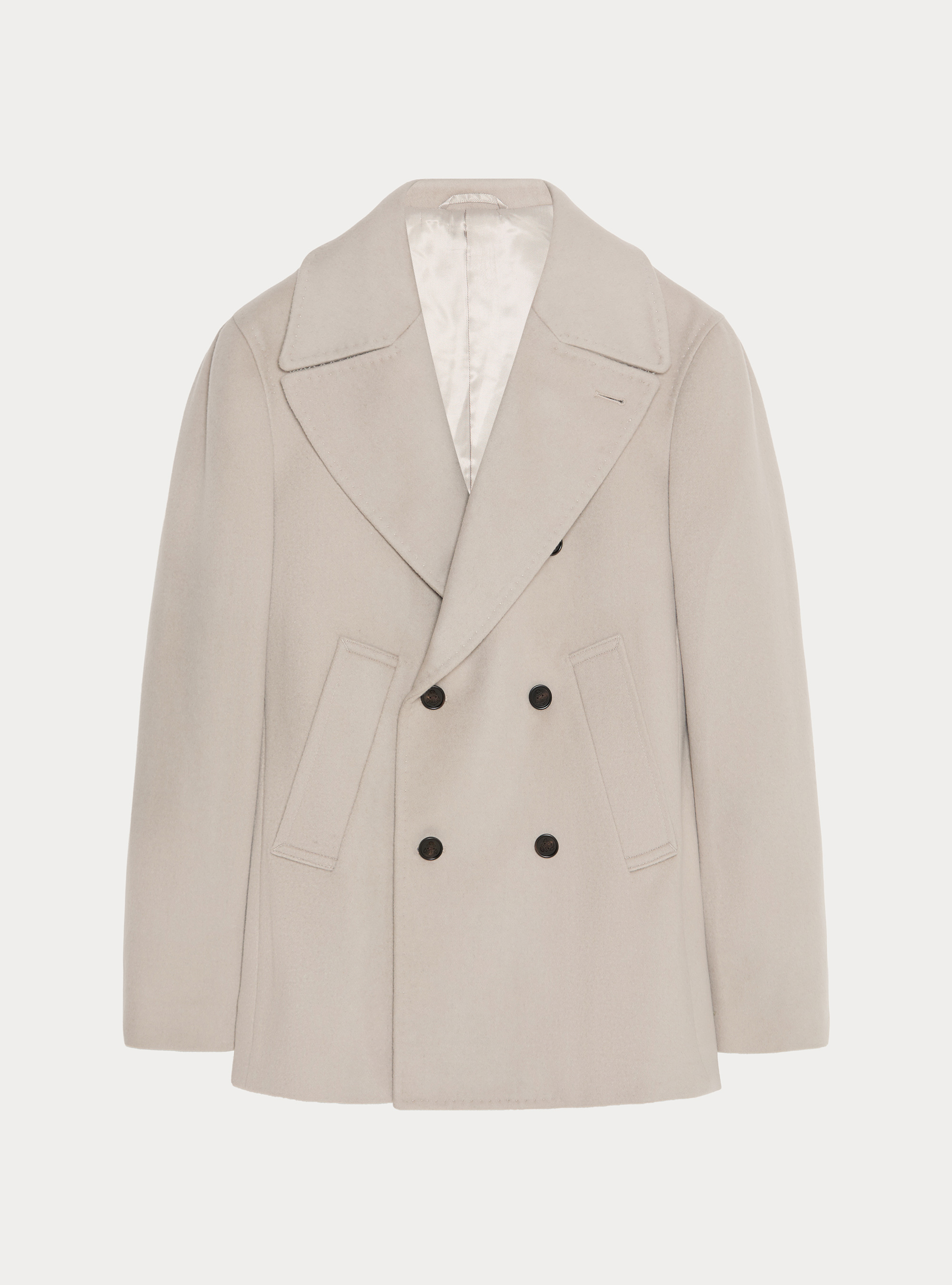 Peacoat in lana cashmere, ECRU 0536C