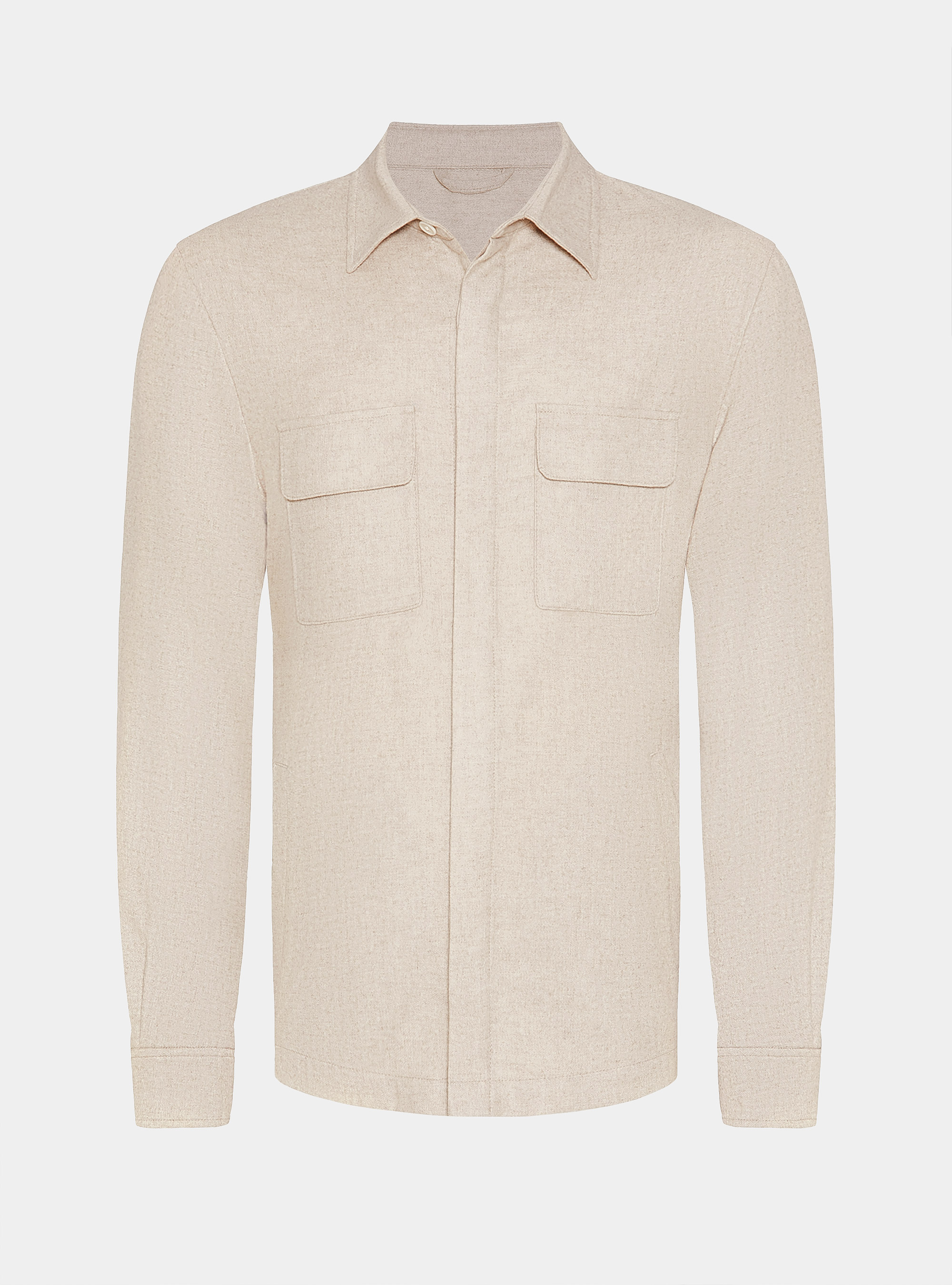 Giacca camicia leggera in misto lana, ECRU