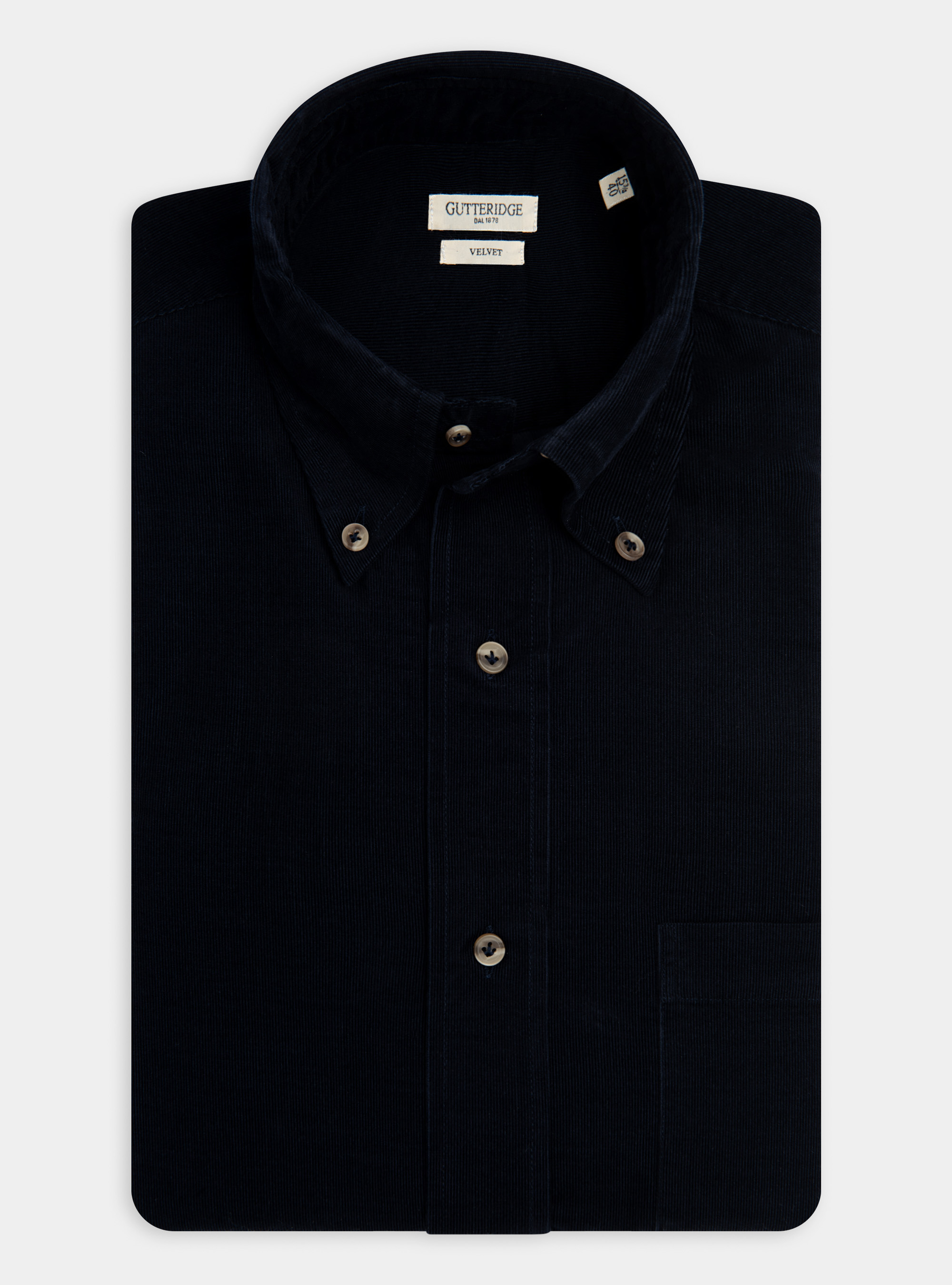 Camicia collo button down in velluto di cotone, BLU NAVY