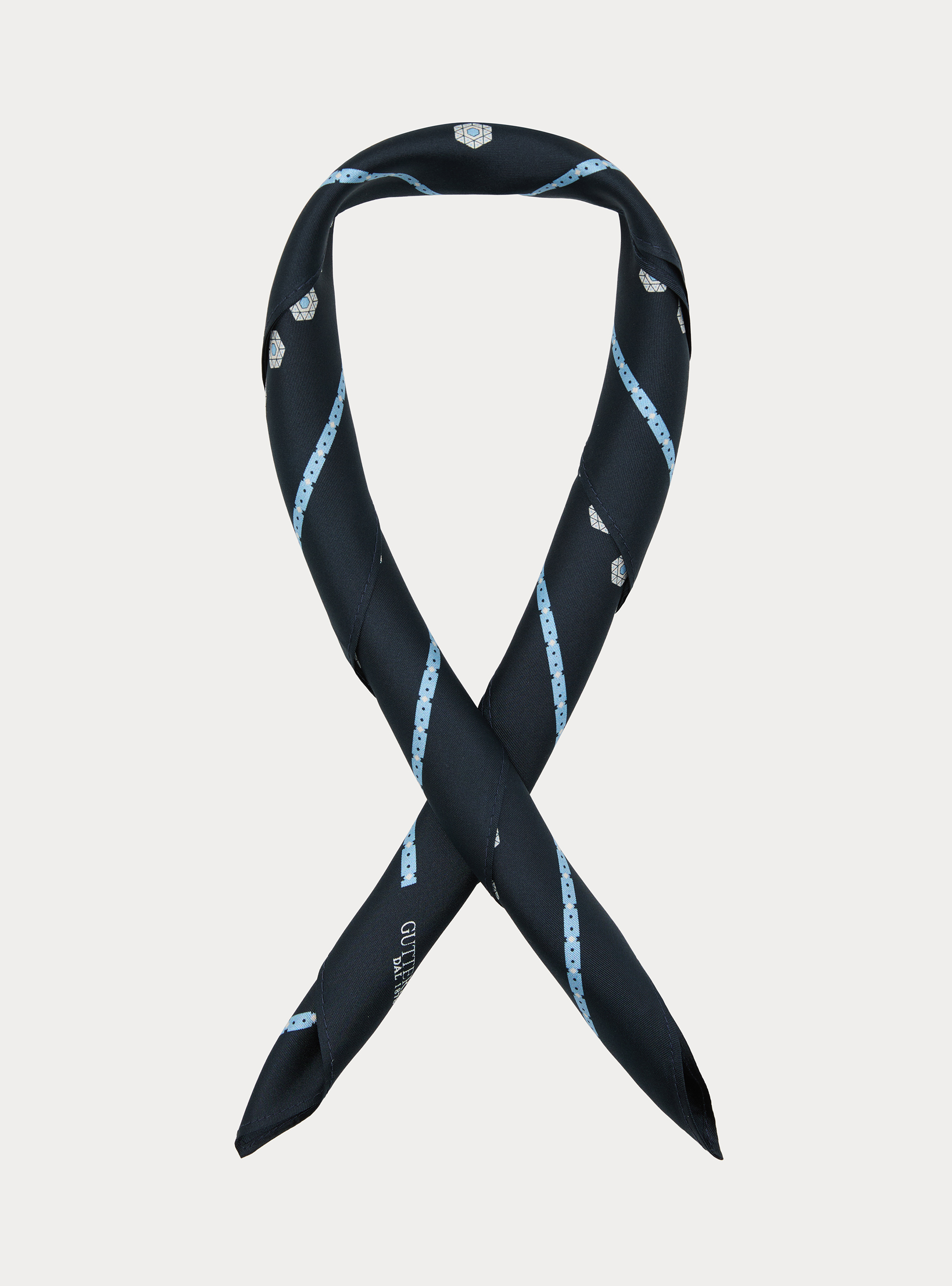 Foulard in seta stampata a fantasia geometrica, BLU NAVY