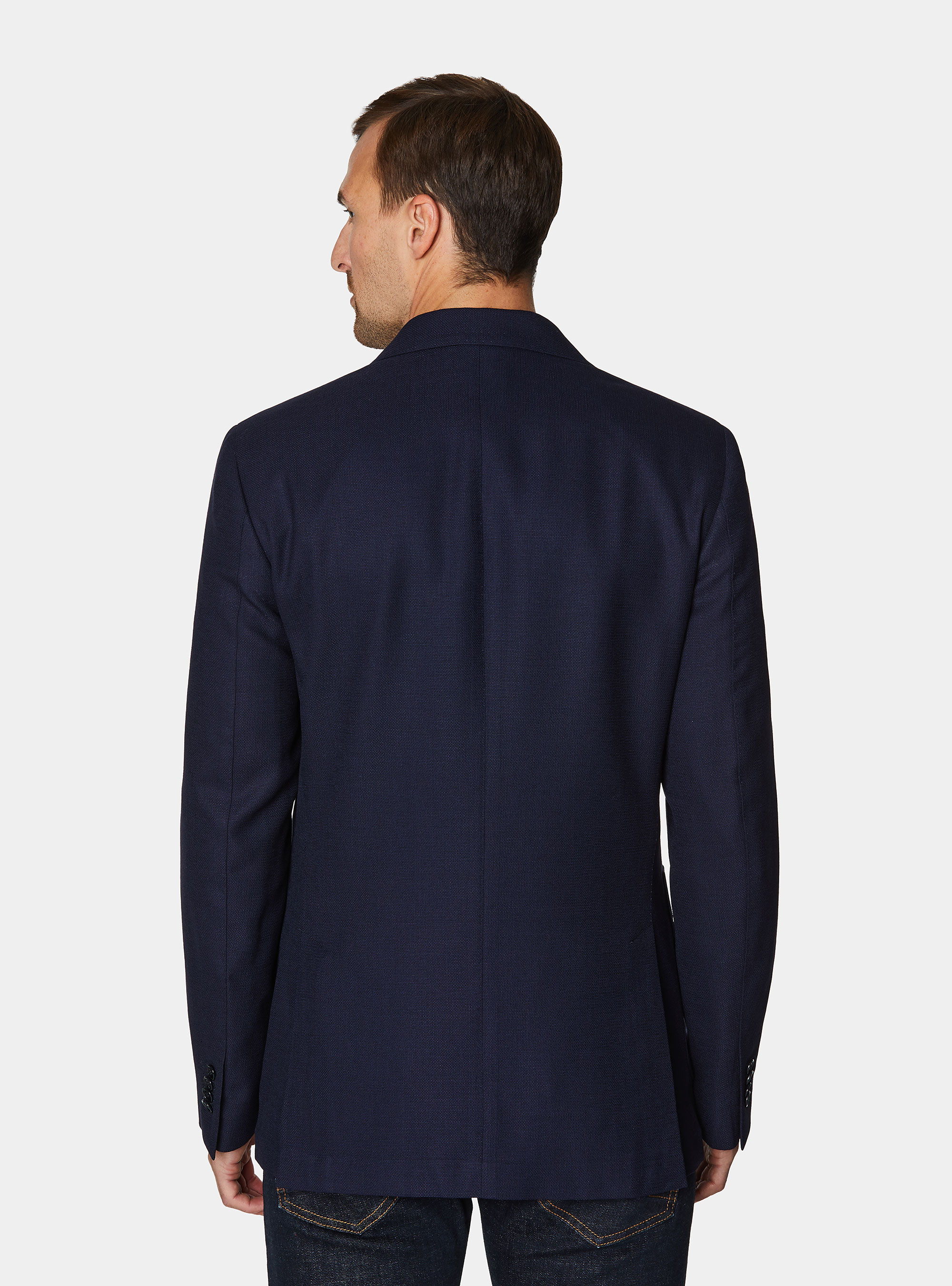 Giacca hopsack in pura lana, BLU NAVY
