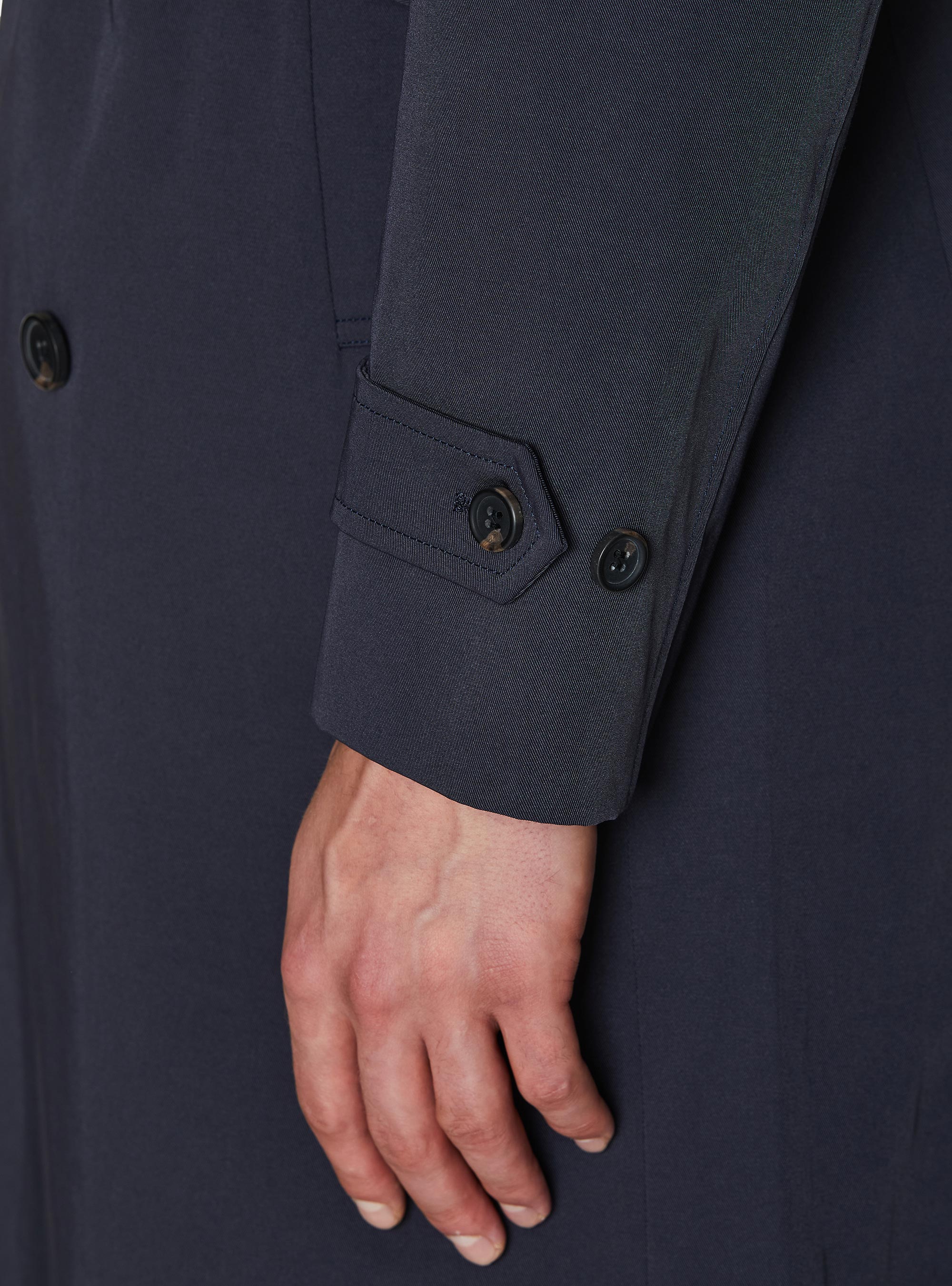 Trench doppiopetto in twill di cotone, BLU NAVY
