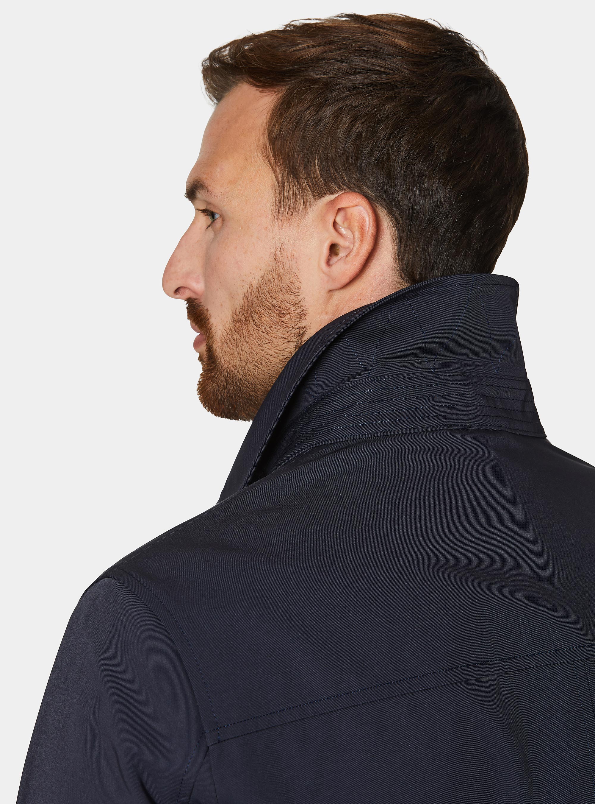 Impermeabile monopetto in misto cotone, BLU NAVY
