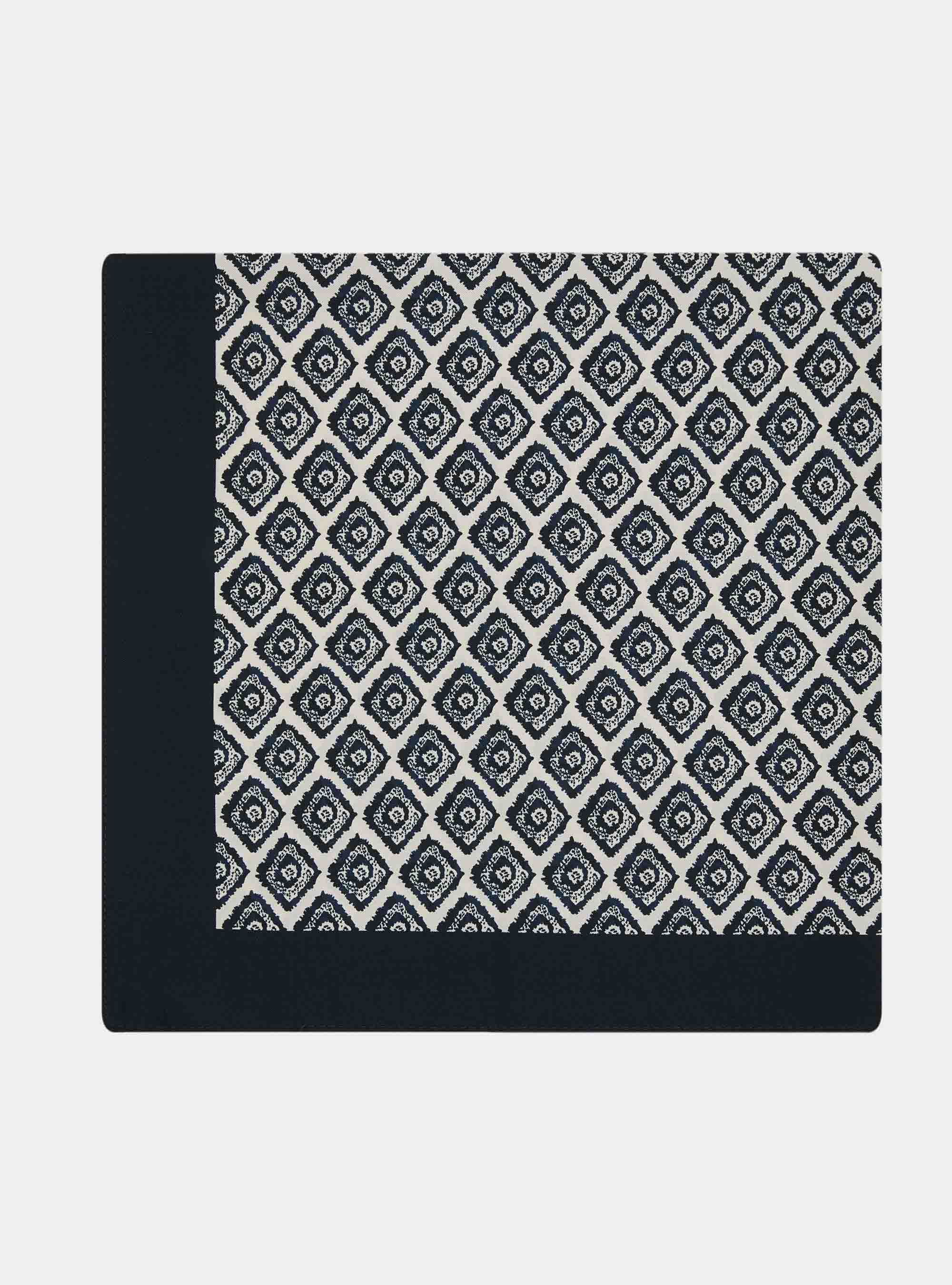 Foulard in seta stampa geometrica, BLU NAVY