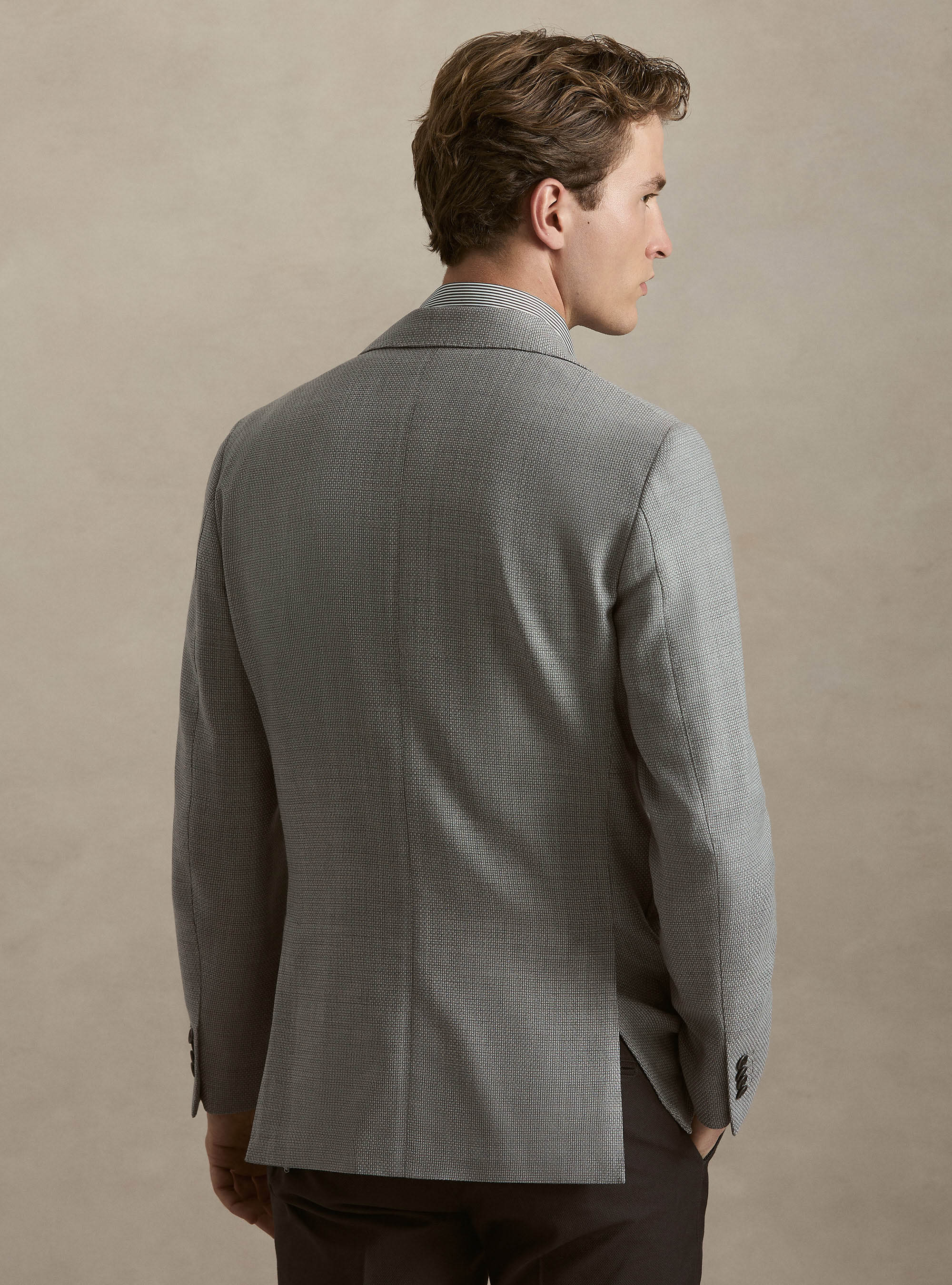 Giacca in lana hopsack, GRIGIO CHIARO
