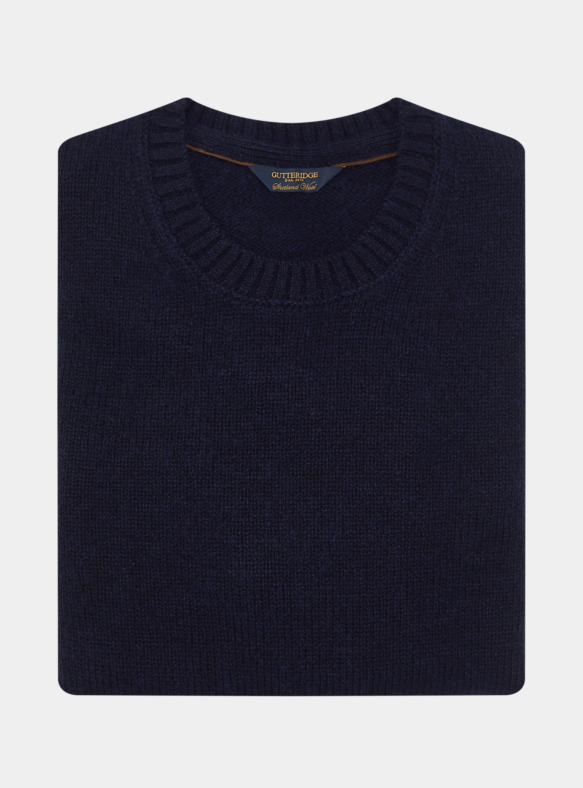 Maglia girocollo in pura lana shetland, BLU NAVY