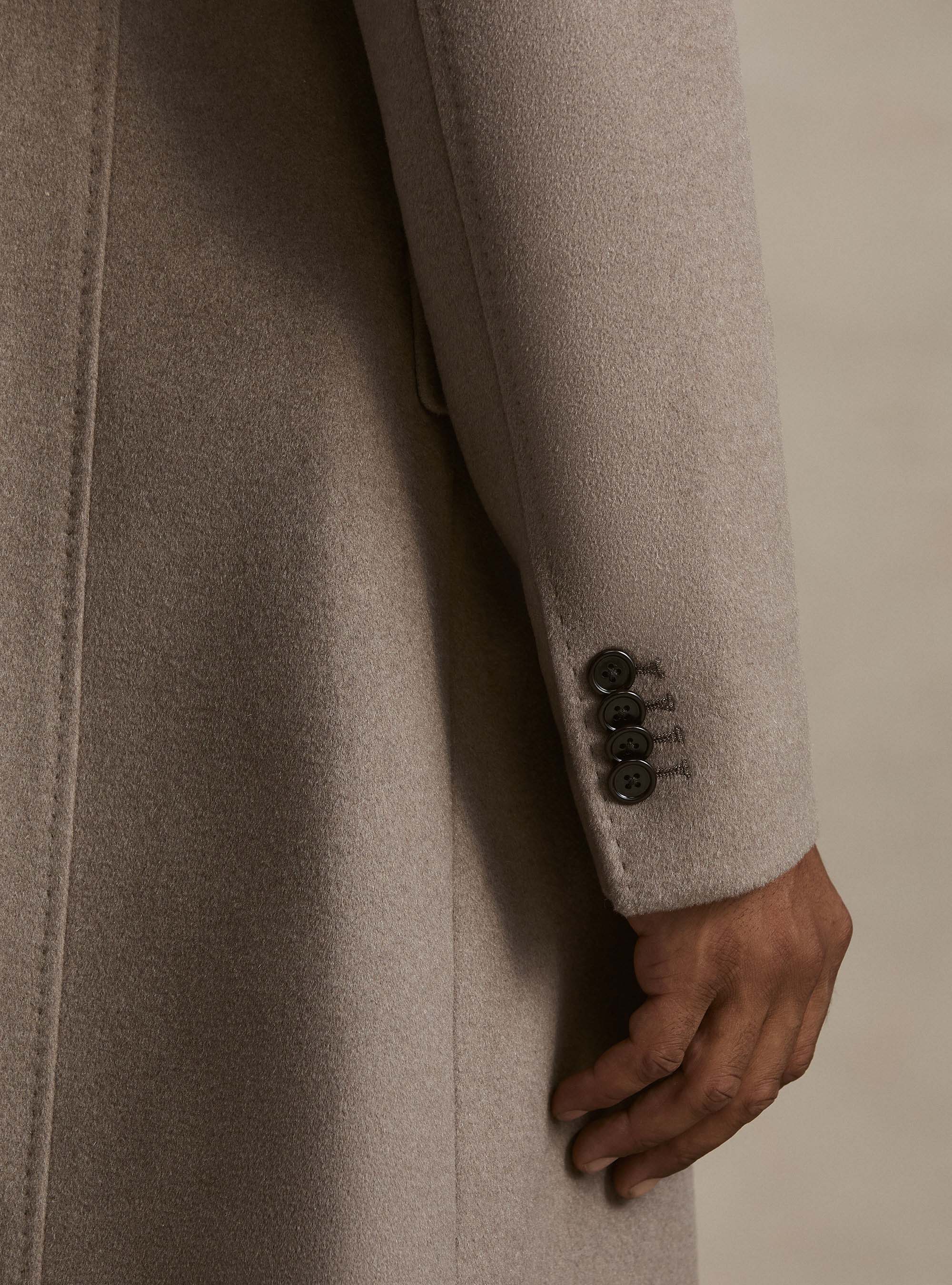 Cappotto monopetto in lana cashmere, FANGO 0555C