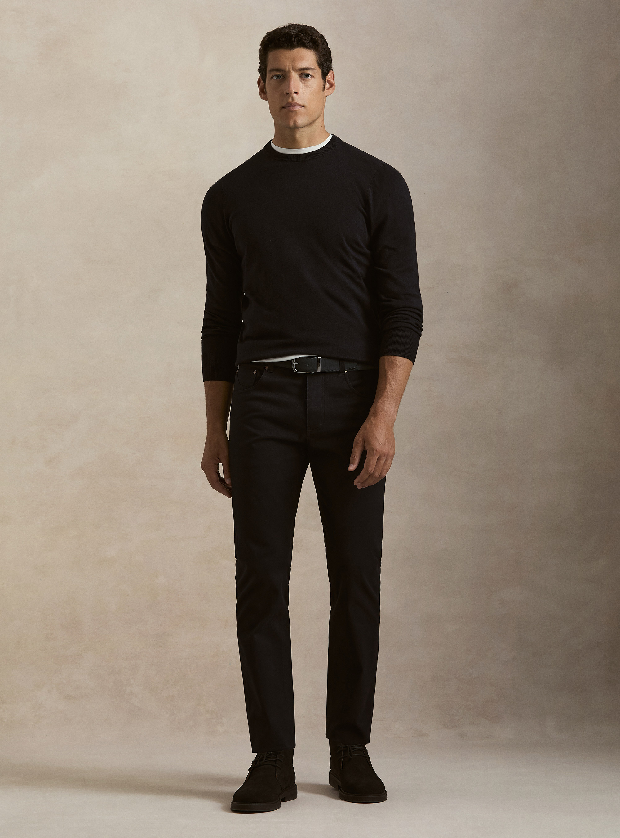 Maglia girocollo in cotone seta e cashmere, BLU NAVY