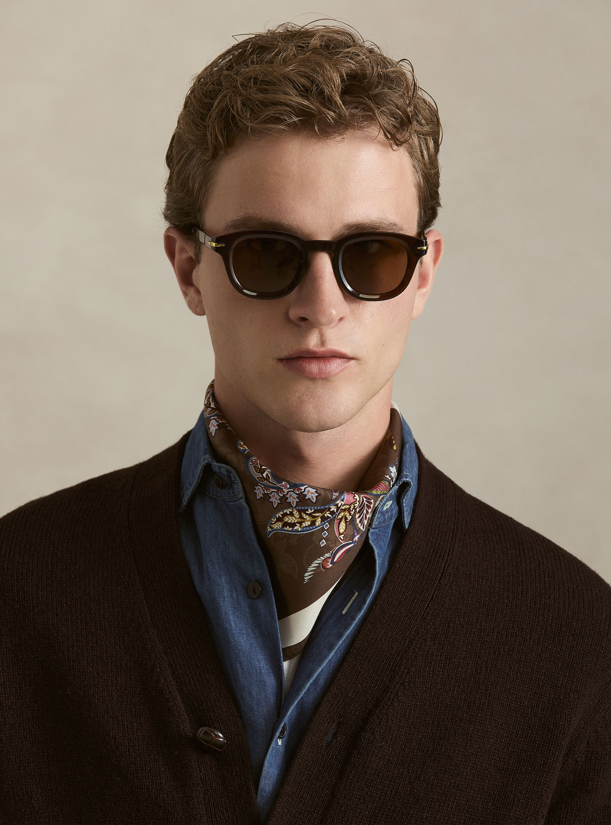 Cardigan in maglia in lana shetland, MARRONE