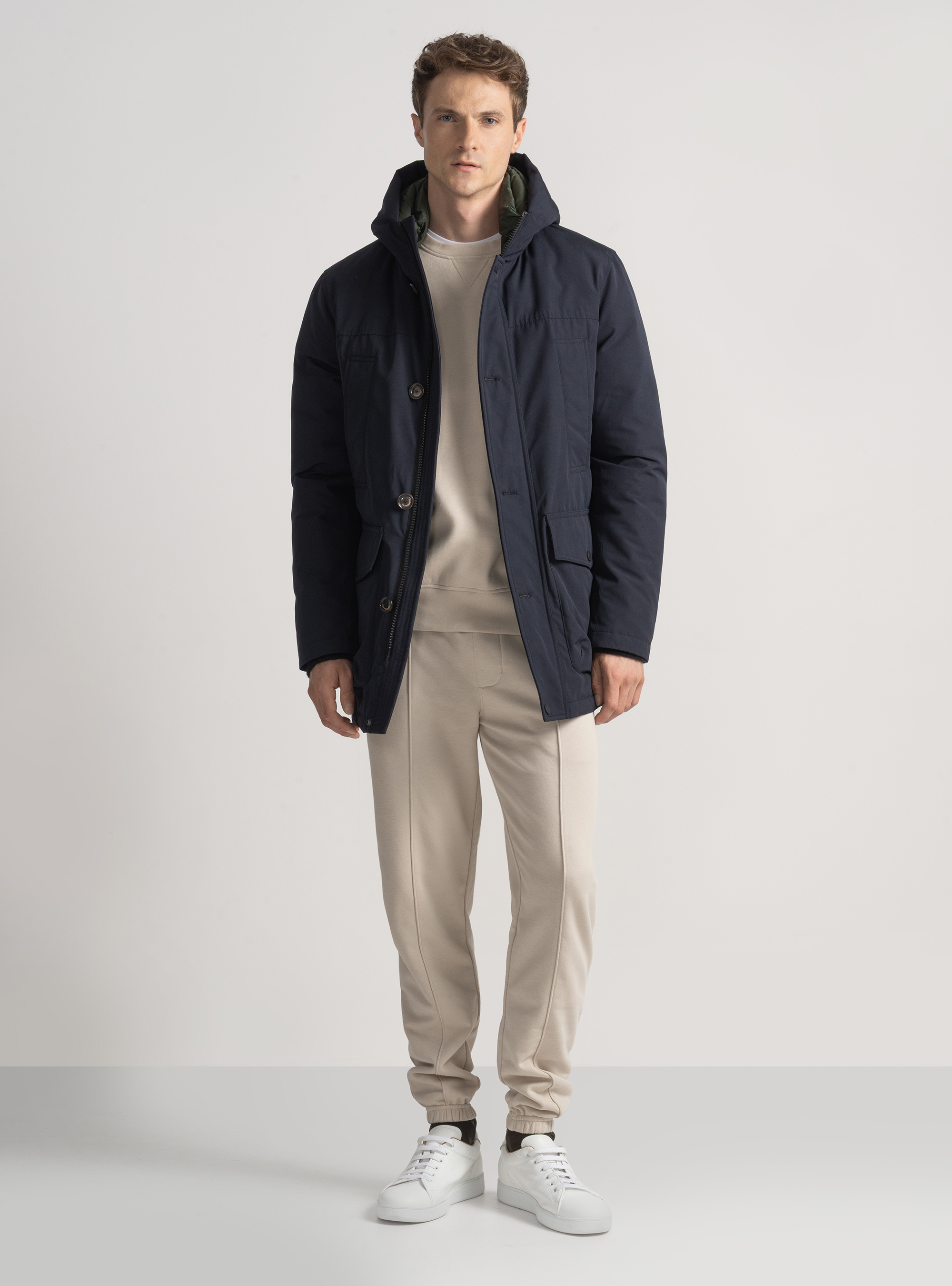 Parka imbottito con cappuccio, BLU NAVY
