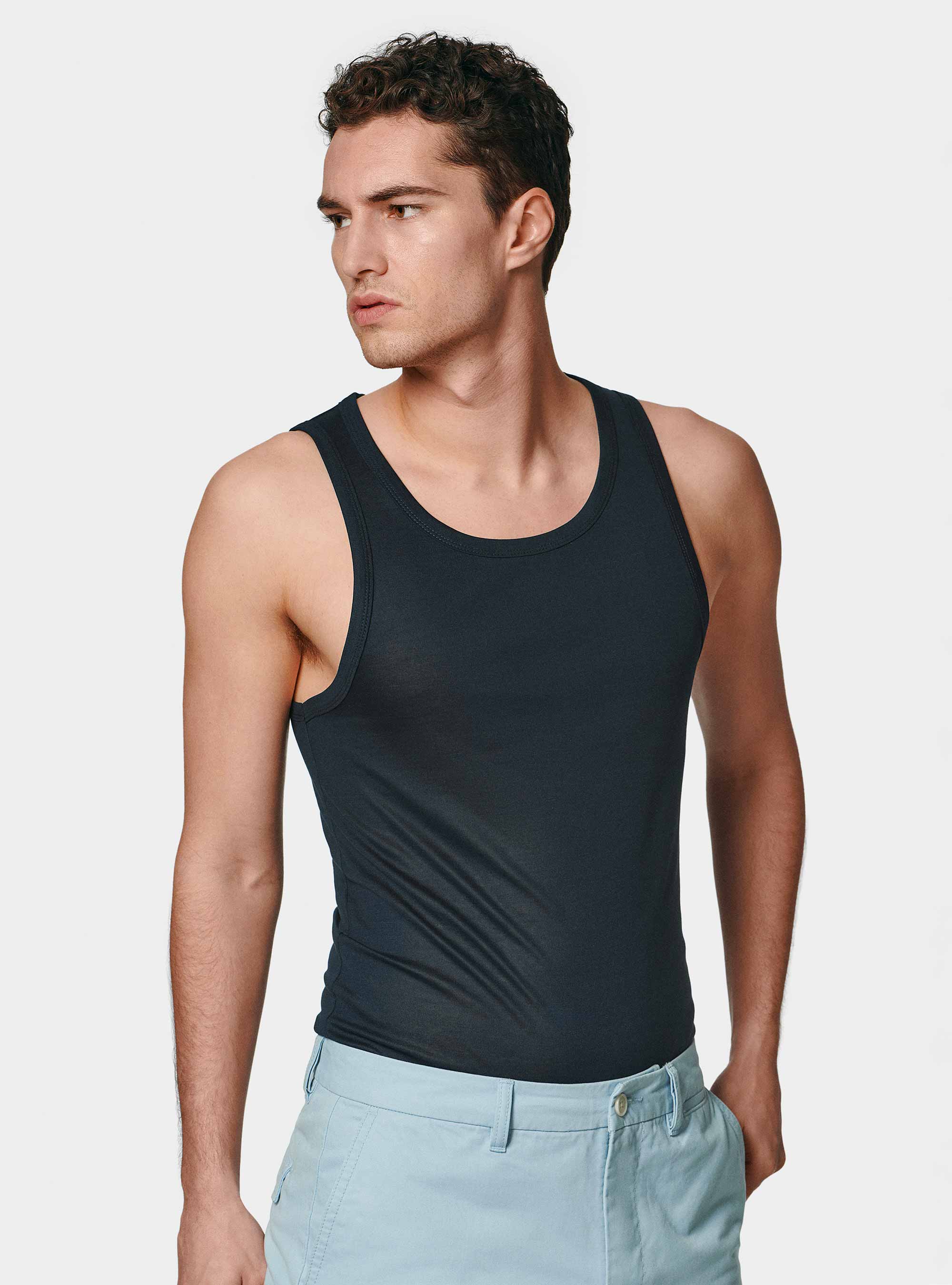 Canotta in cotone filo di Scozia, BLU NAVY