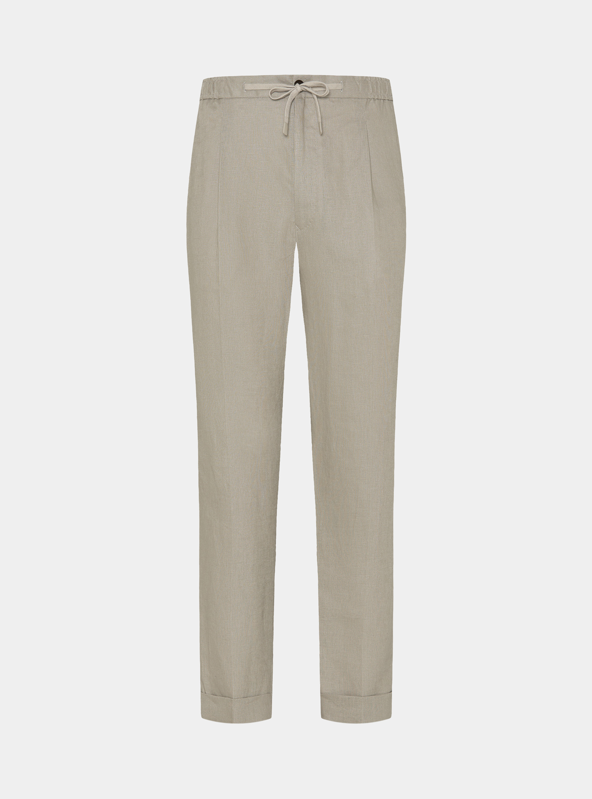 Pantaloni in puro lino con pince e coulisse, SABBIA