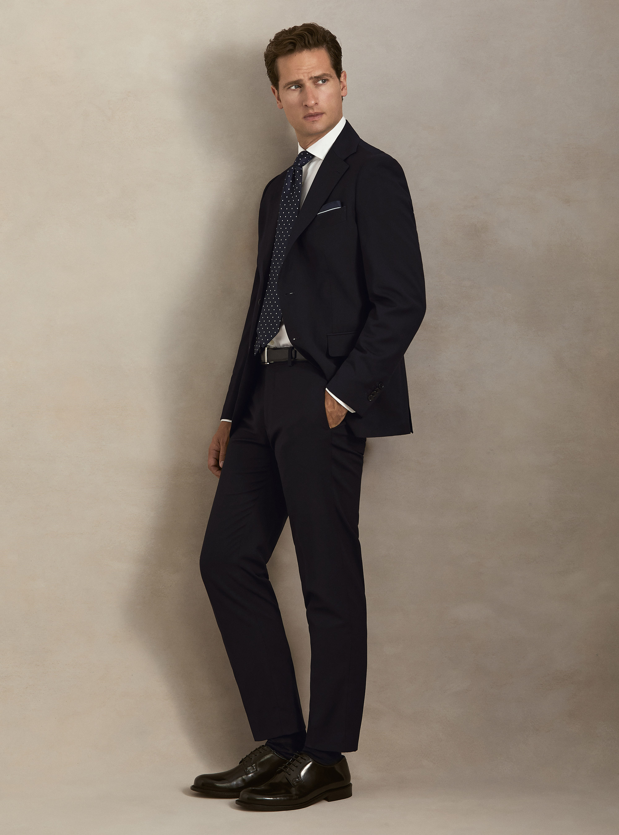 Pantaloni abito classico slim fit, BLU NAVY