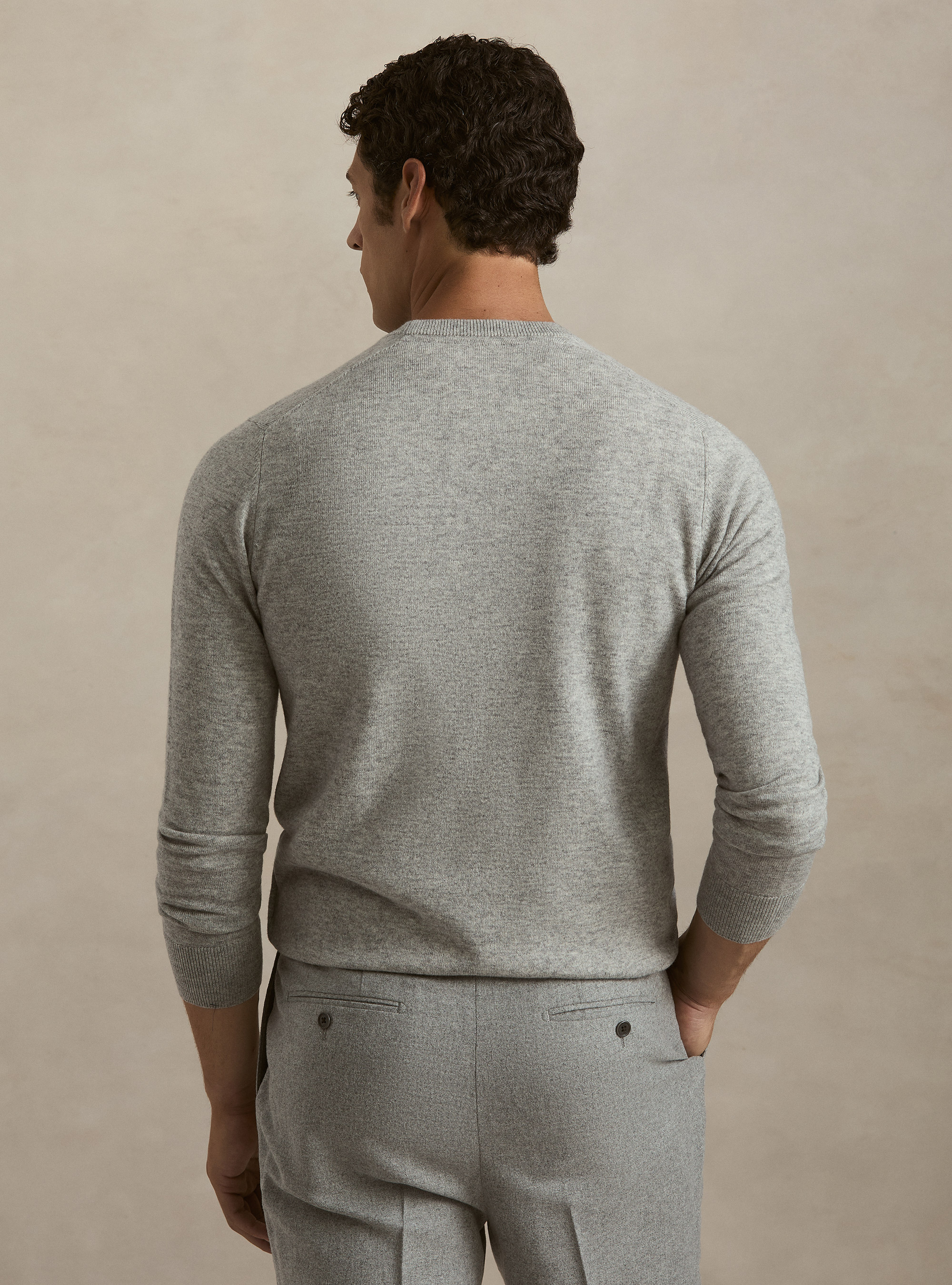 Girocollo in maglia in lana e cashmere, GRIGIO CHIARO MELANGE