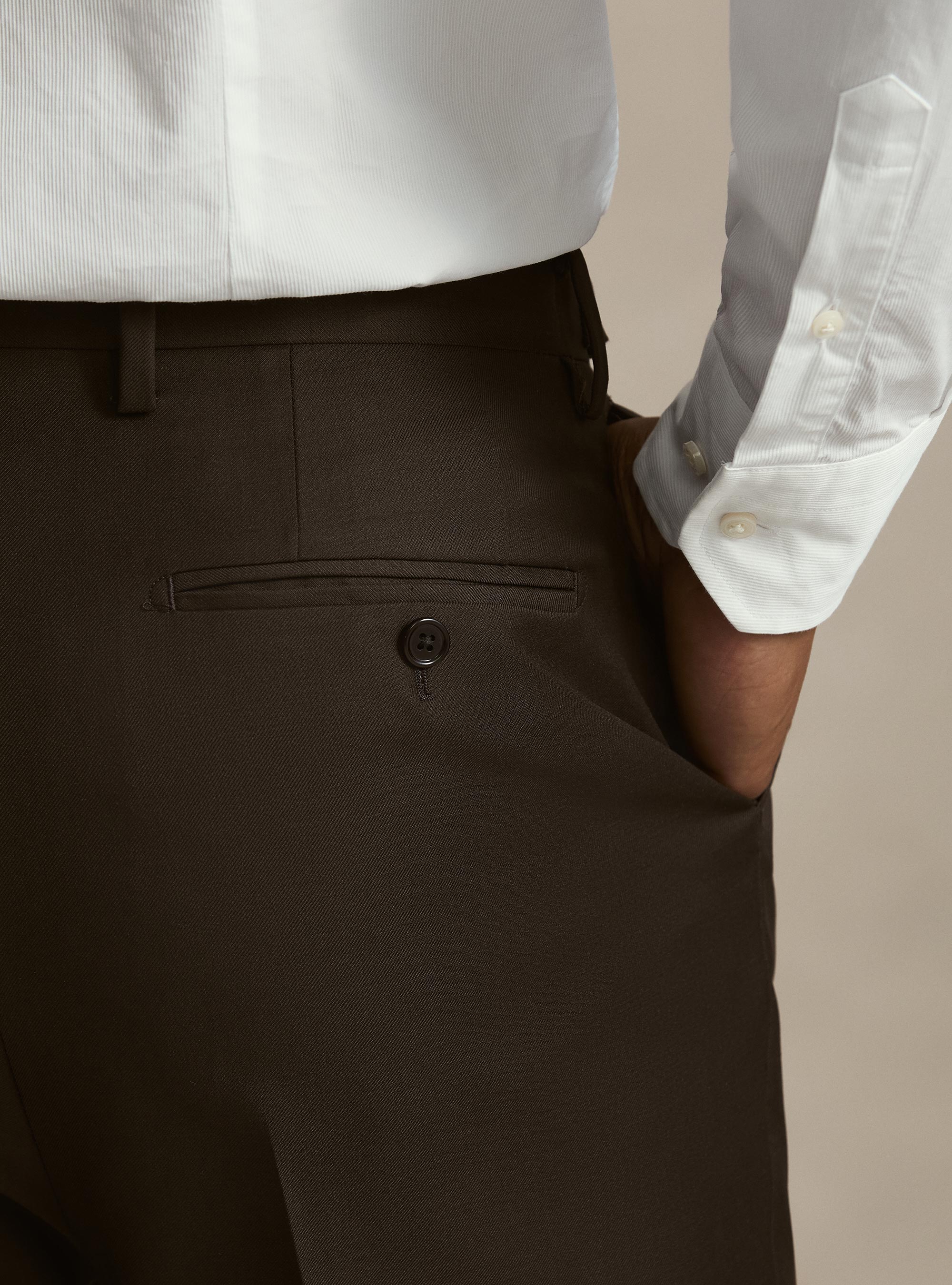 Pantaloni con pince in lana Vitale Barberis Canonico, MARRONE 0508C