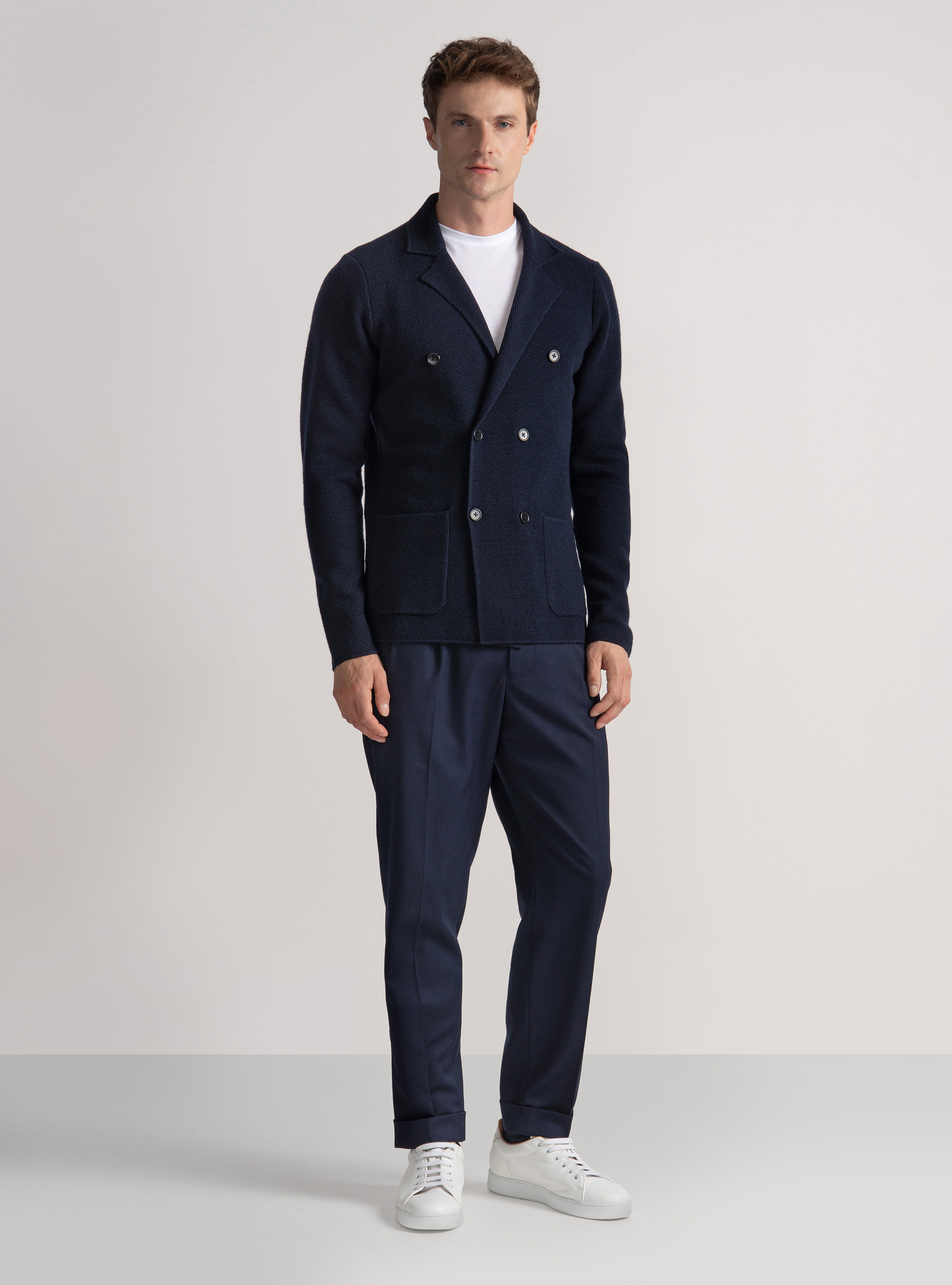Pantaloni classici con pince, BLU NAVY