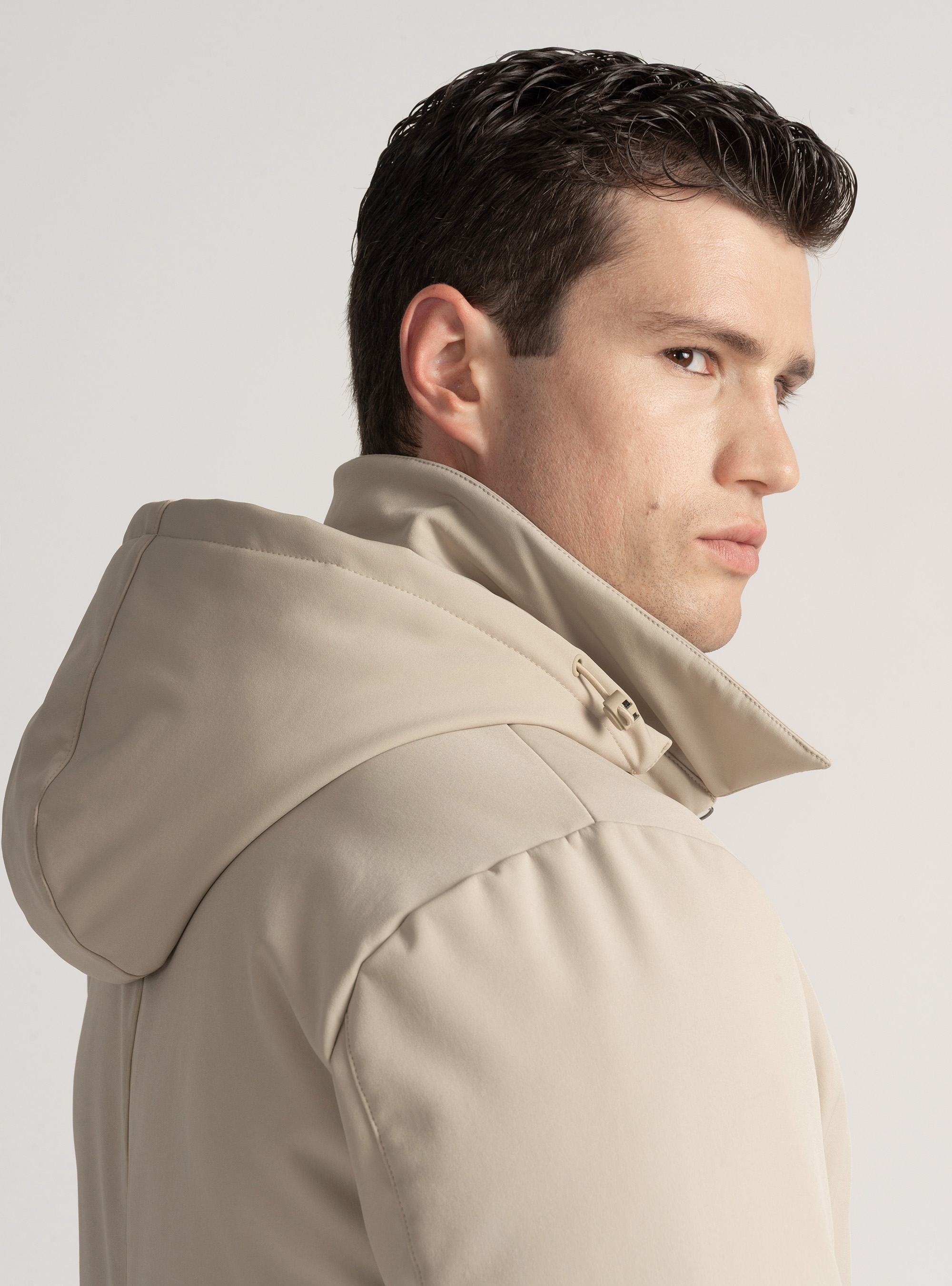 Parka tecnico con cappuccio, SABBIA