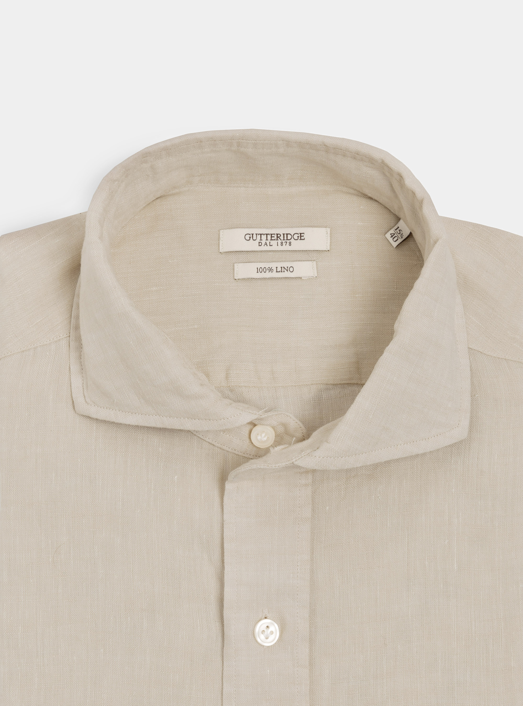 Camicia collo francese in lino, SABBIA