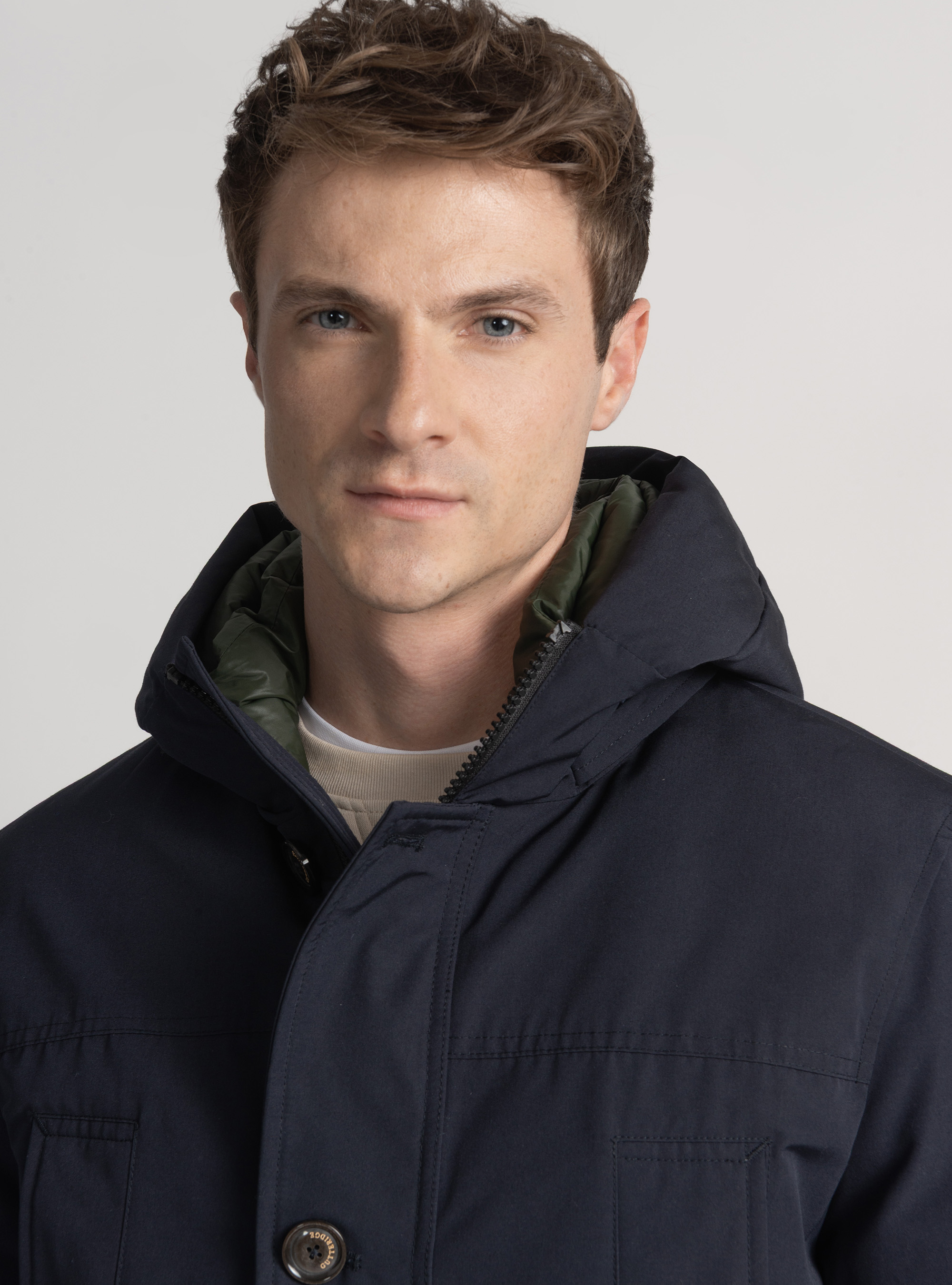 Parka imbottito con cappuccio, BLU NAVY
