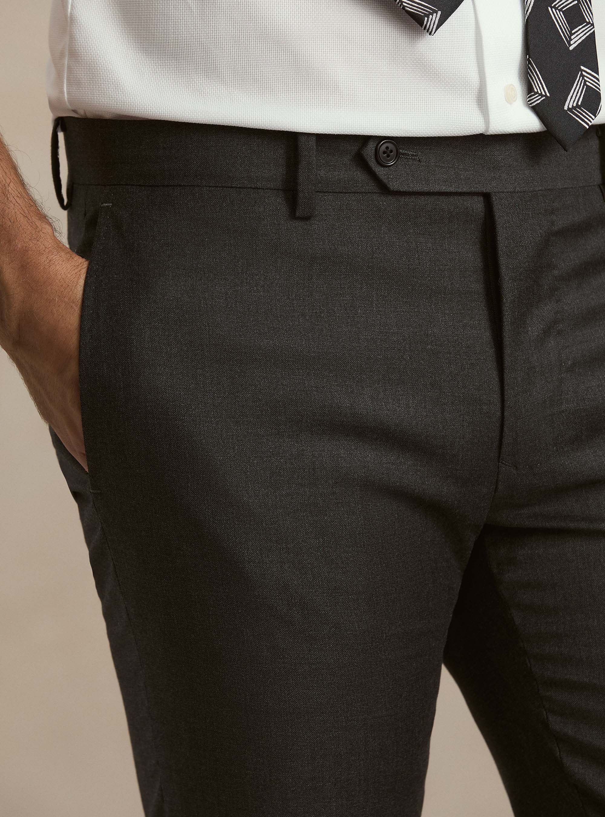 Pantaloni per abito in pura lana Vitale Barberis Canonico, ASFALTO
