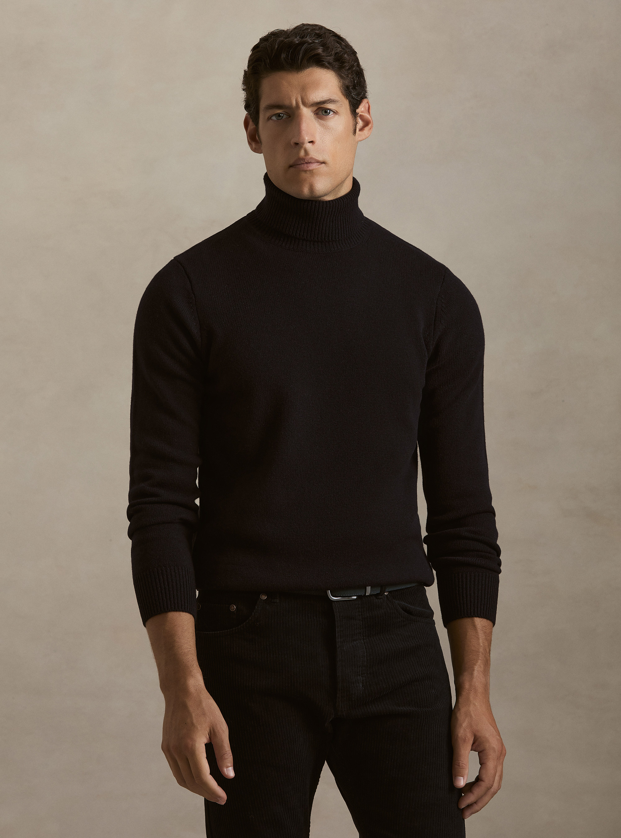 Collo alto in maglia di lana merino, BLU NAVY