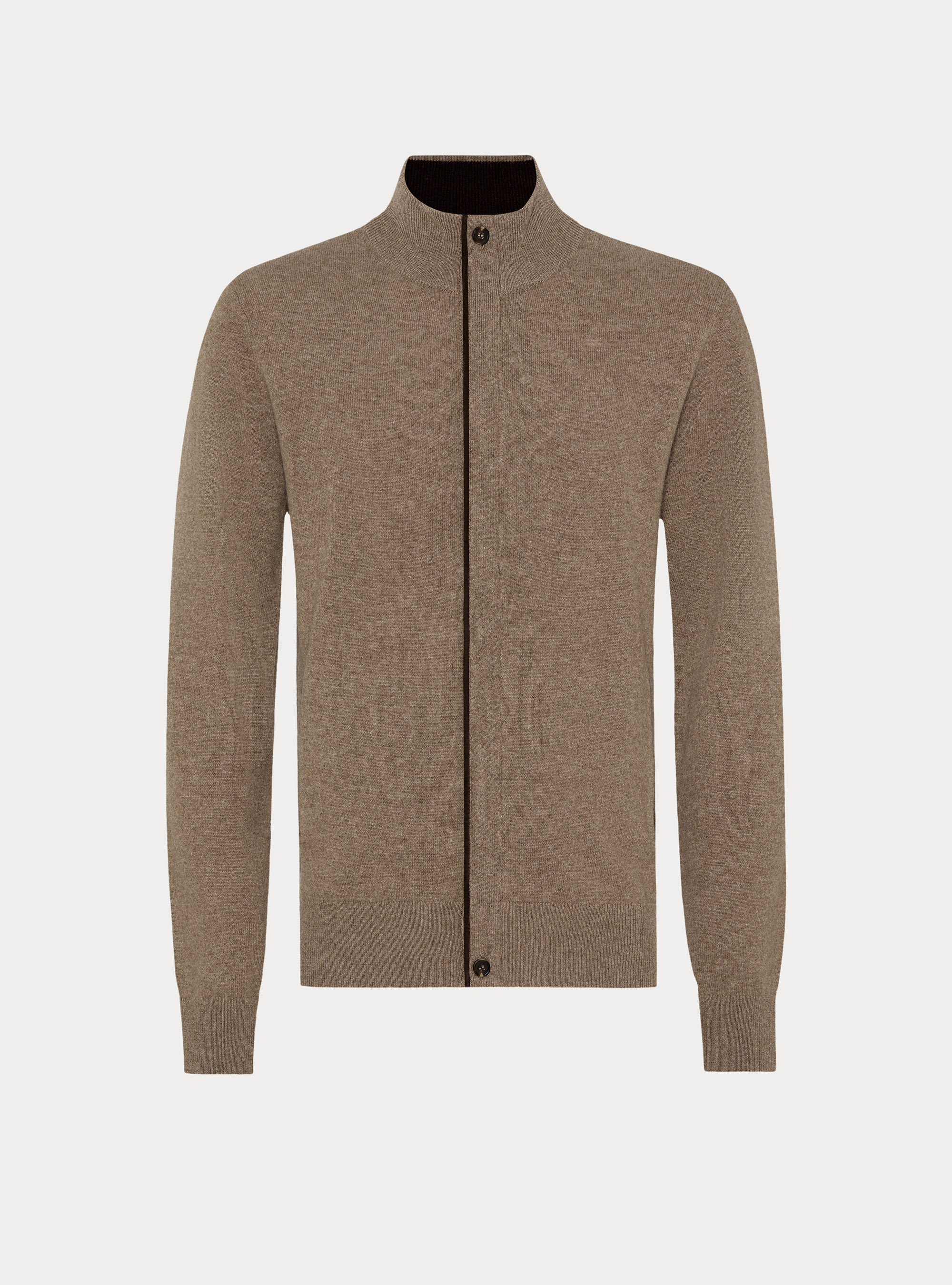 Cardigan con zip in lana lambswool e cashmere, FANGO