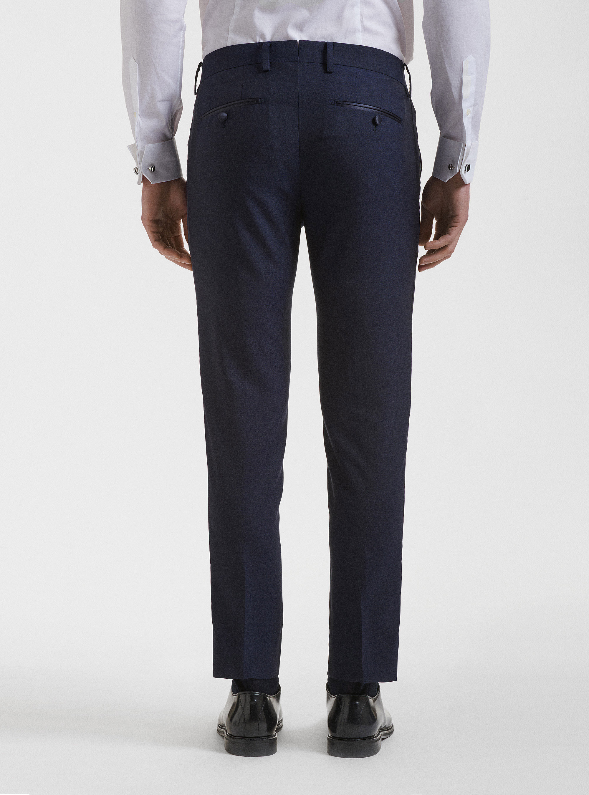 Pantaloni smoking in pura lana Vitale Barberis Canonico, BLU NAVY