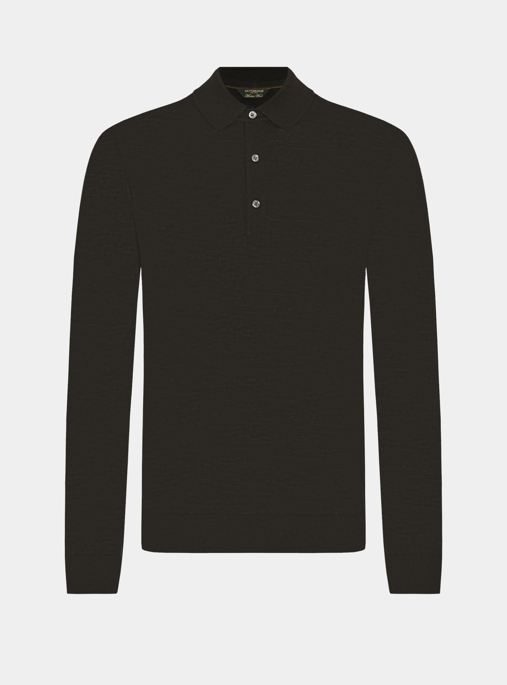 Polo in maglia in lana merino extrafine, MARRONE