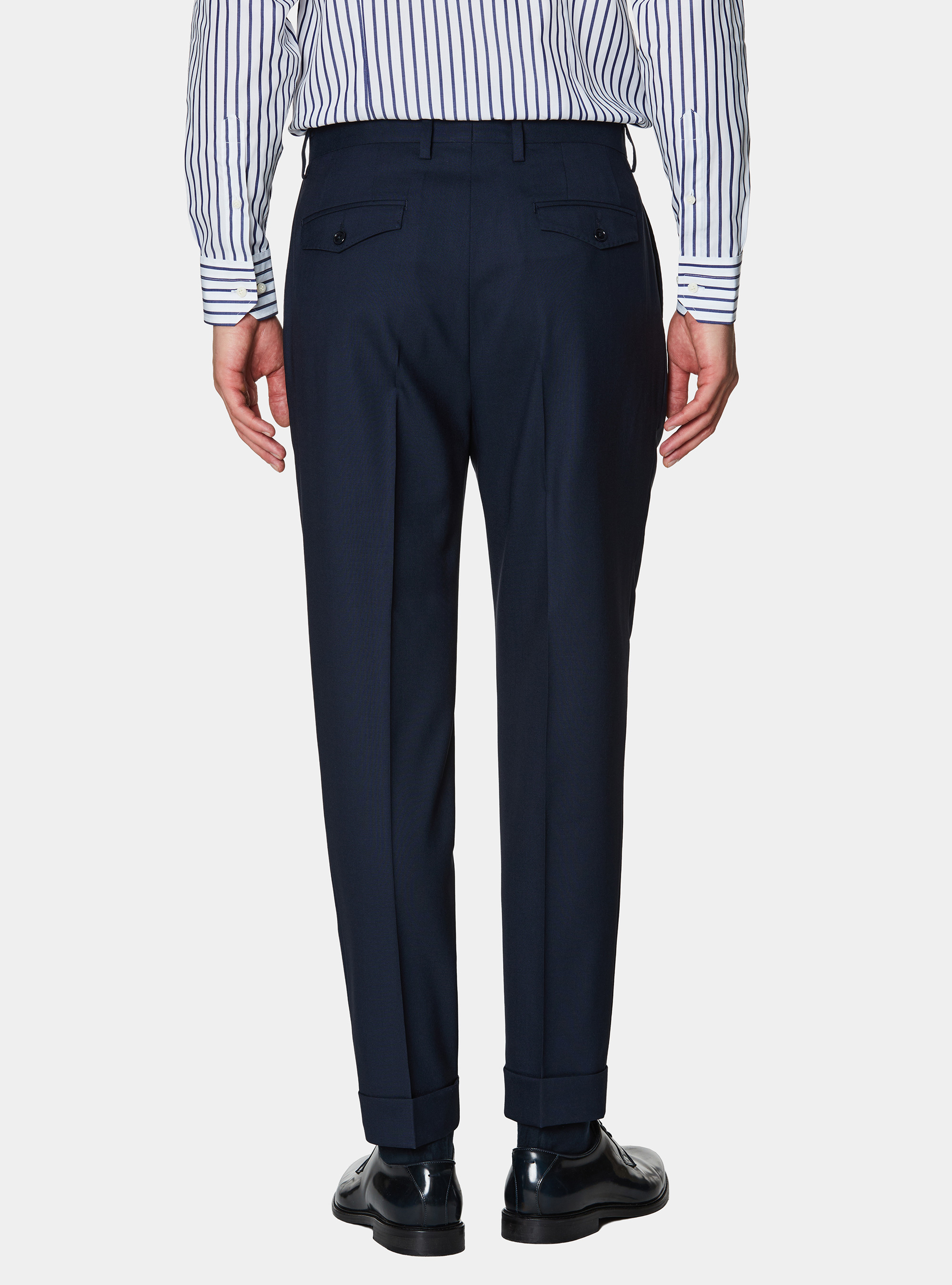 Pantaloni doppia pince in pura lana Vitale Barberis Canonico, NAVY