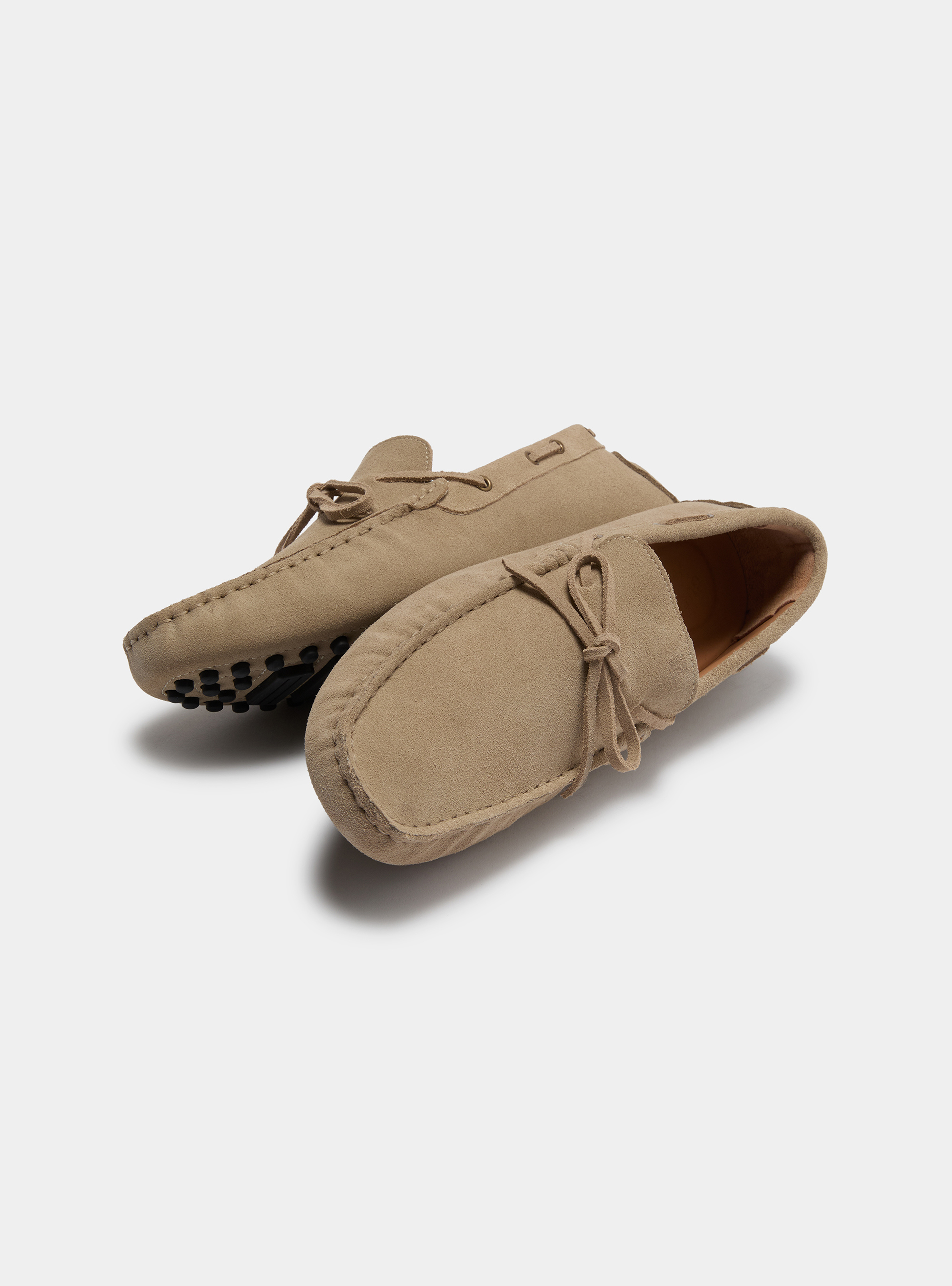 Mocassini da barca in suede, ECRU