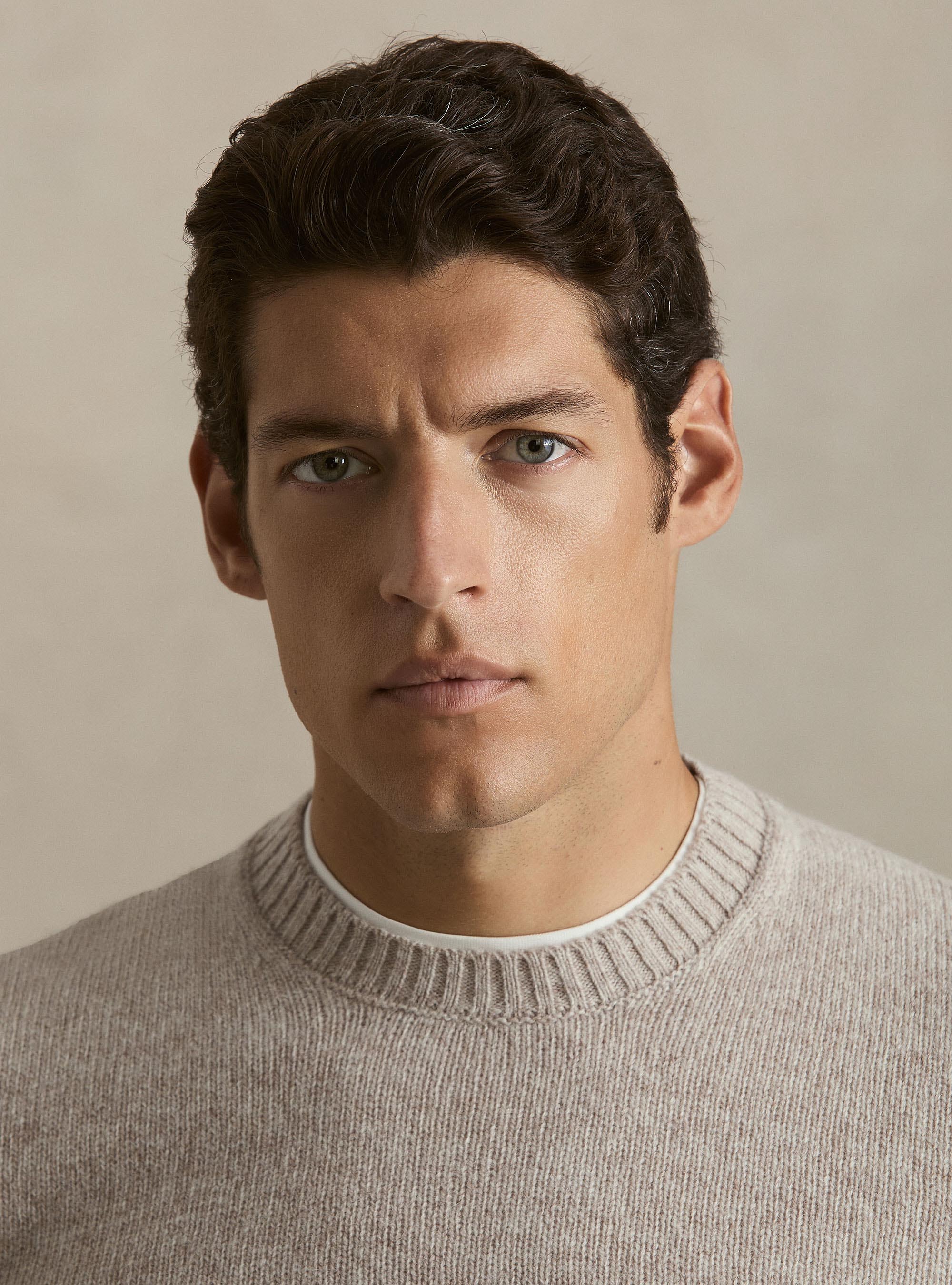 Maglia girocollo in pura lana shetland, ECRU