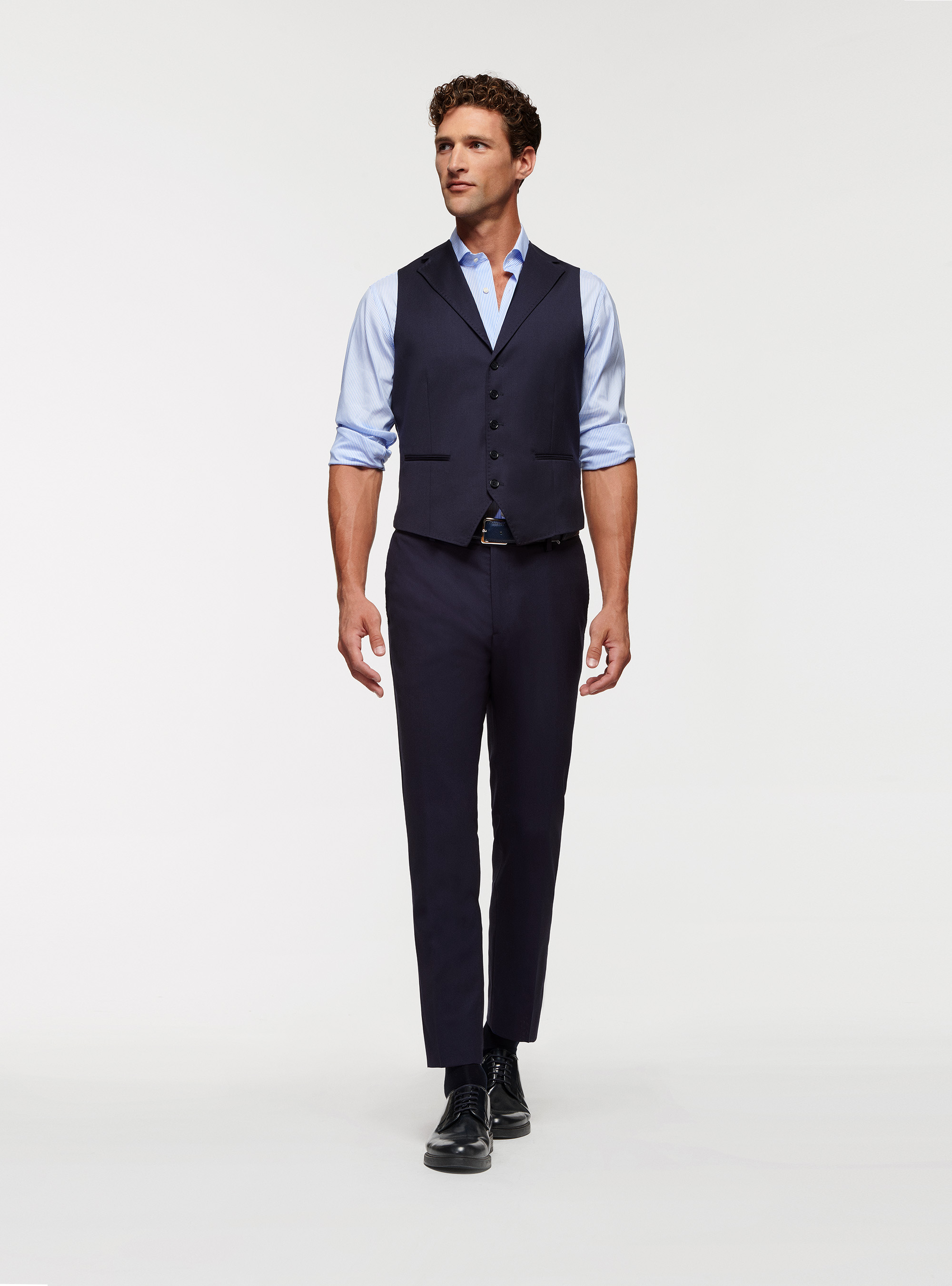 Gilet in lana superfine 110's Reda, BLU NAVY