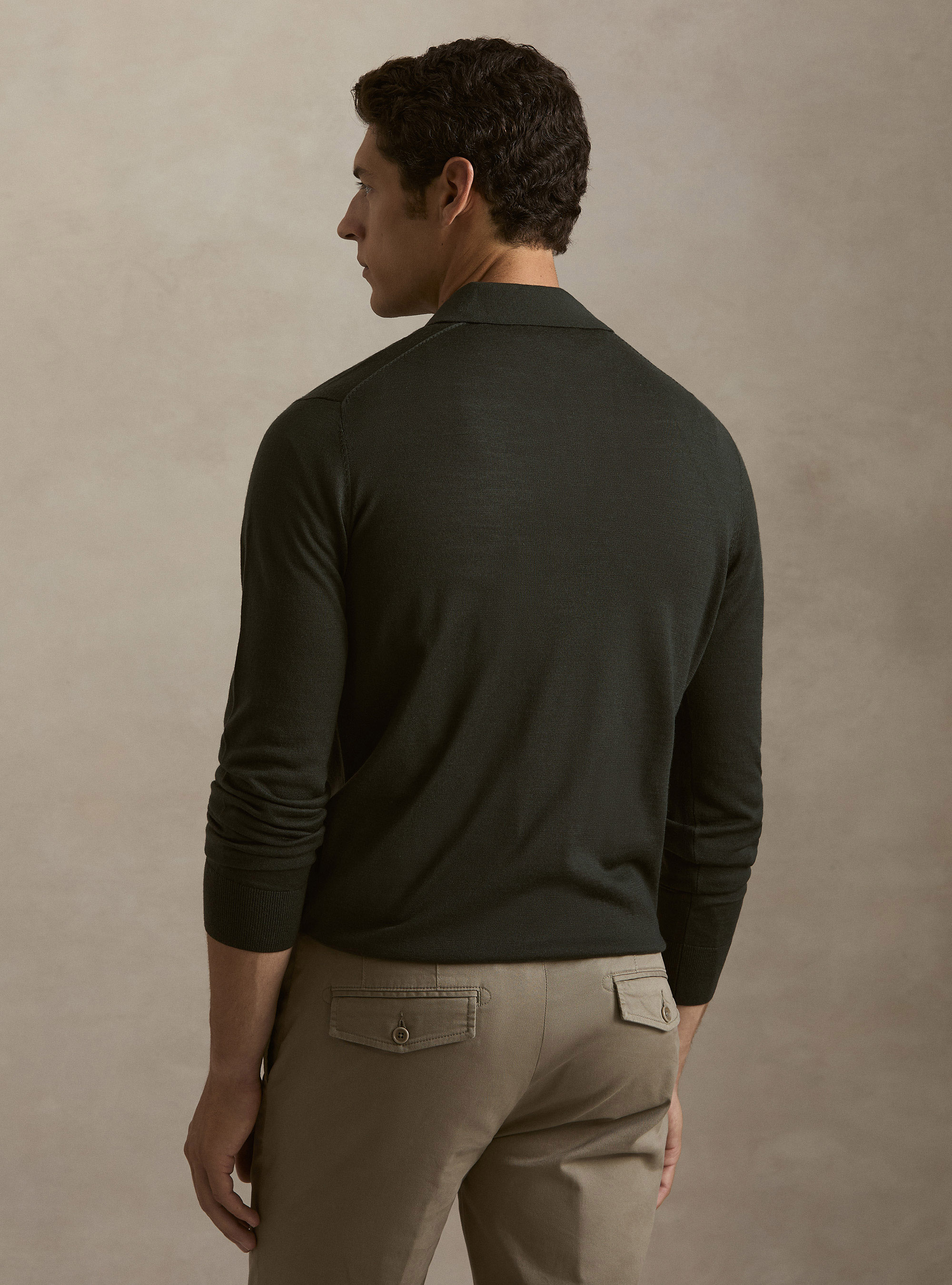 Polo in maglia in lana merino extrafine, MILITARE 0609C