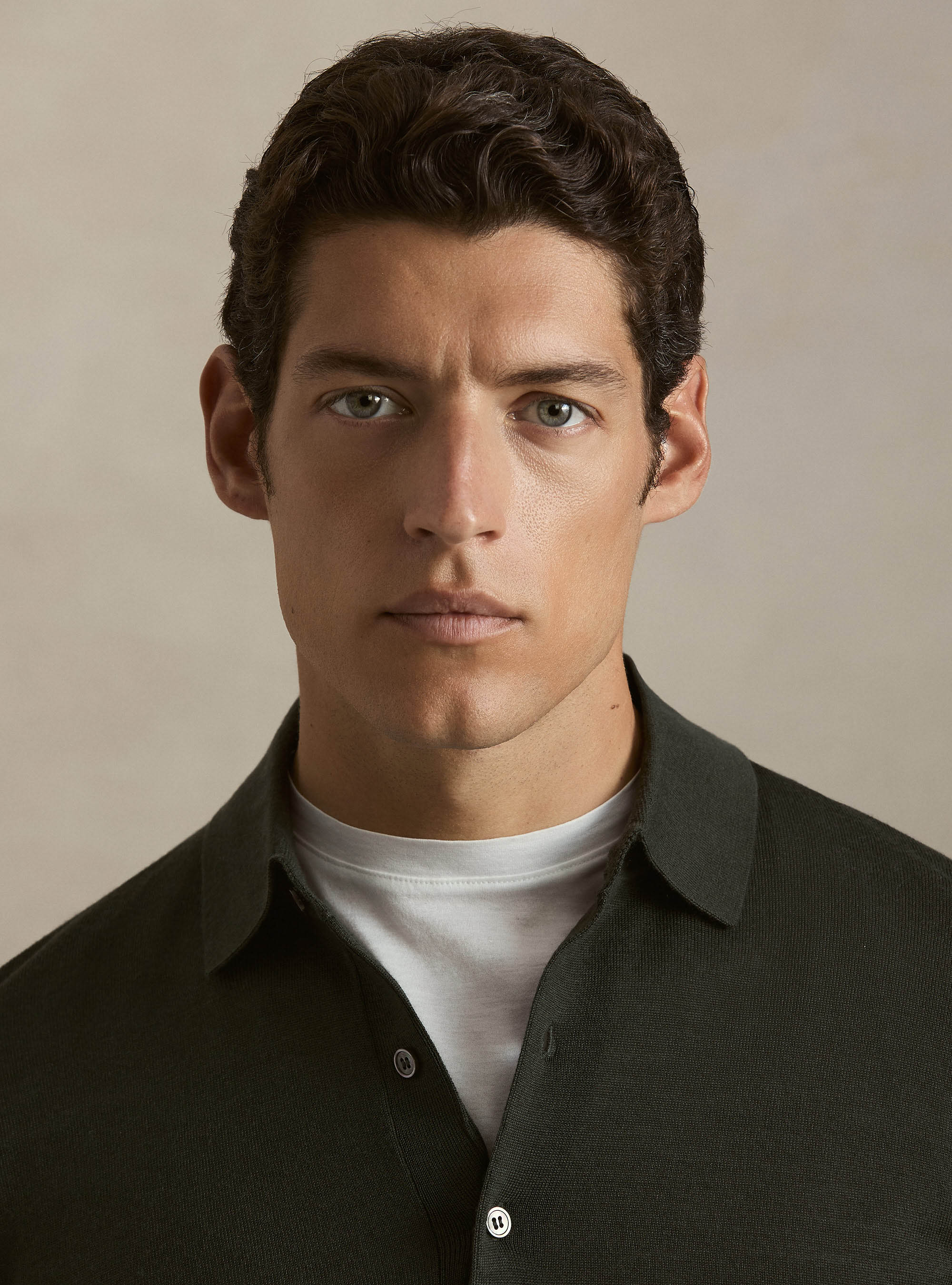 Polo in maglia in lana merino extrafine, MILITARE 0609C