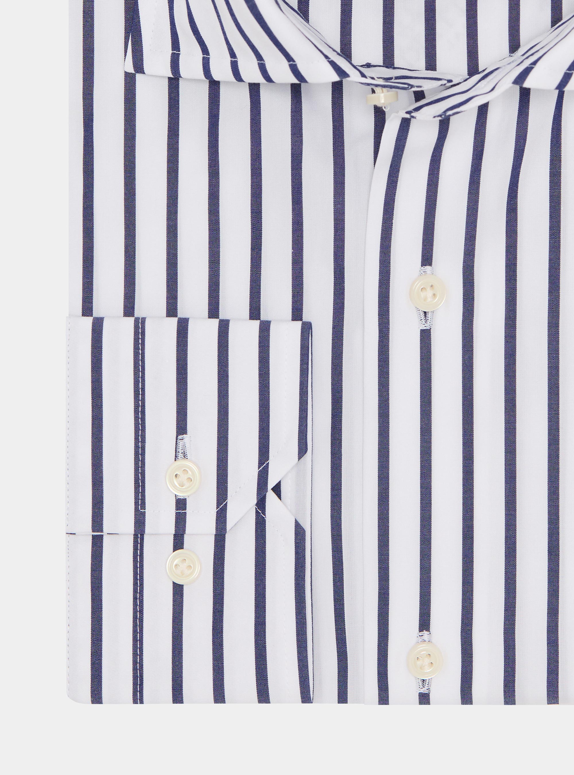 Camicia rigata in popeline di cotone, BIANCO