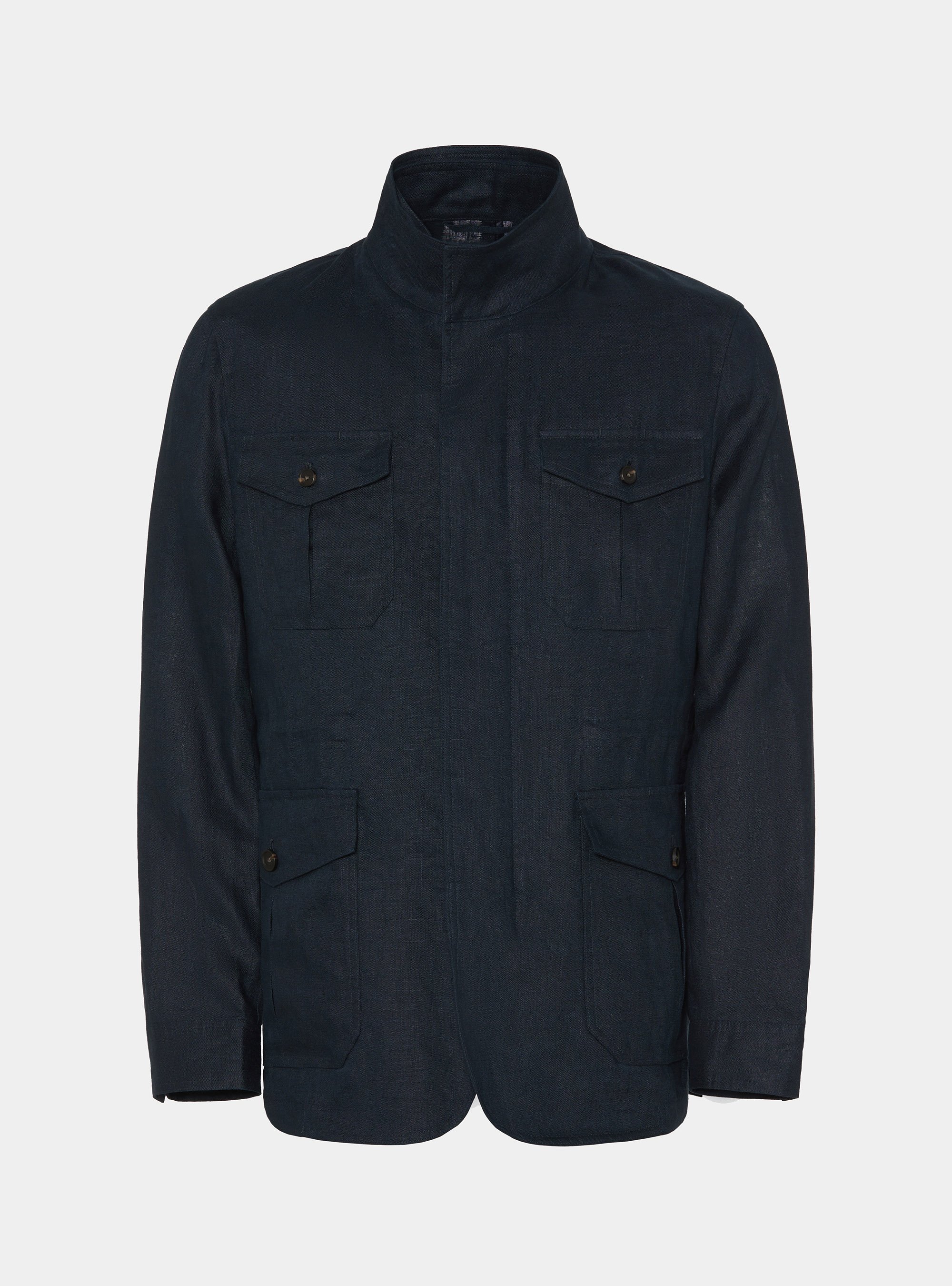 Field jacket in puro lino, BLU NAVY