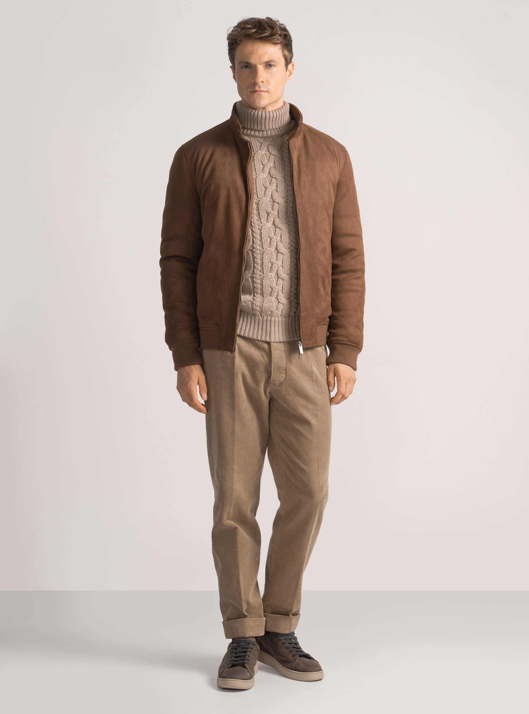 Bomber imbottito effetto suede, MARRONE