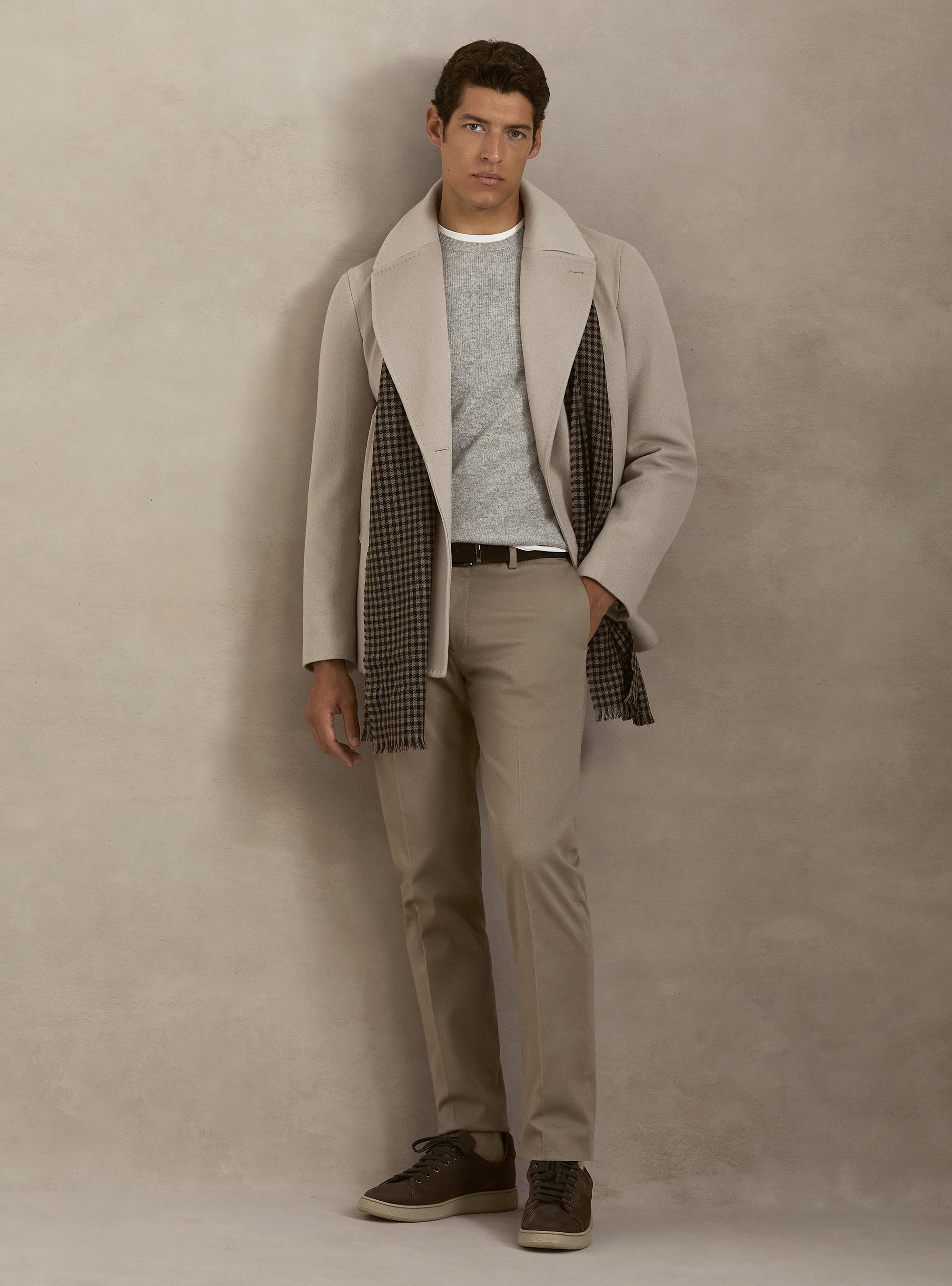Peacoat in lana cashmere, ECRU 0536C