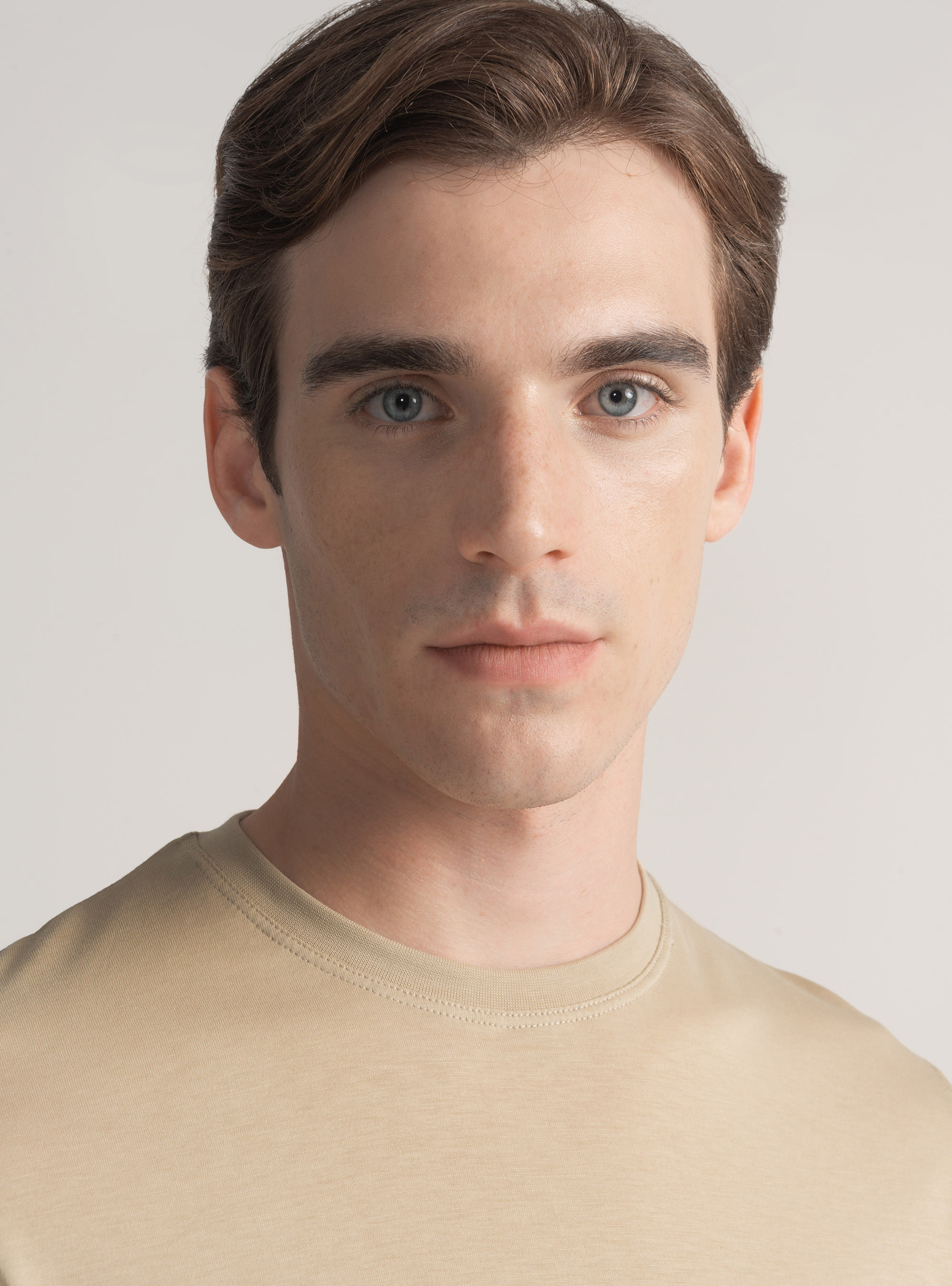T-shirt mezza manica in cotone Supima, SABBIA