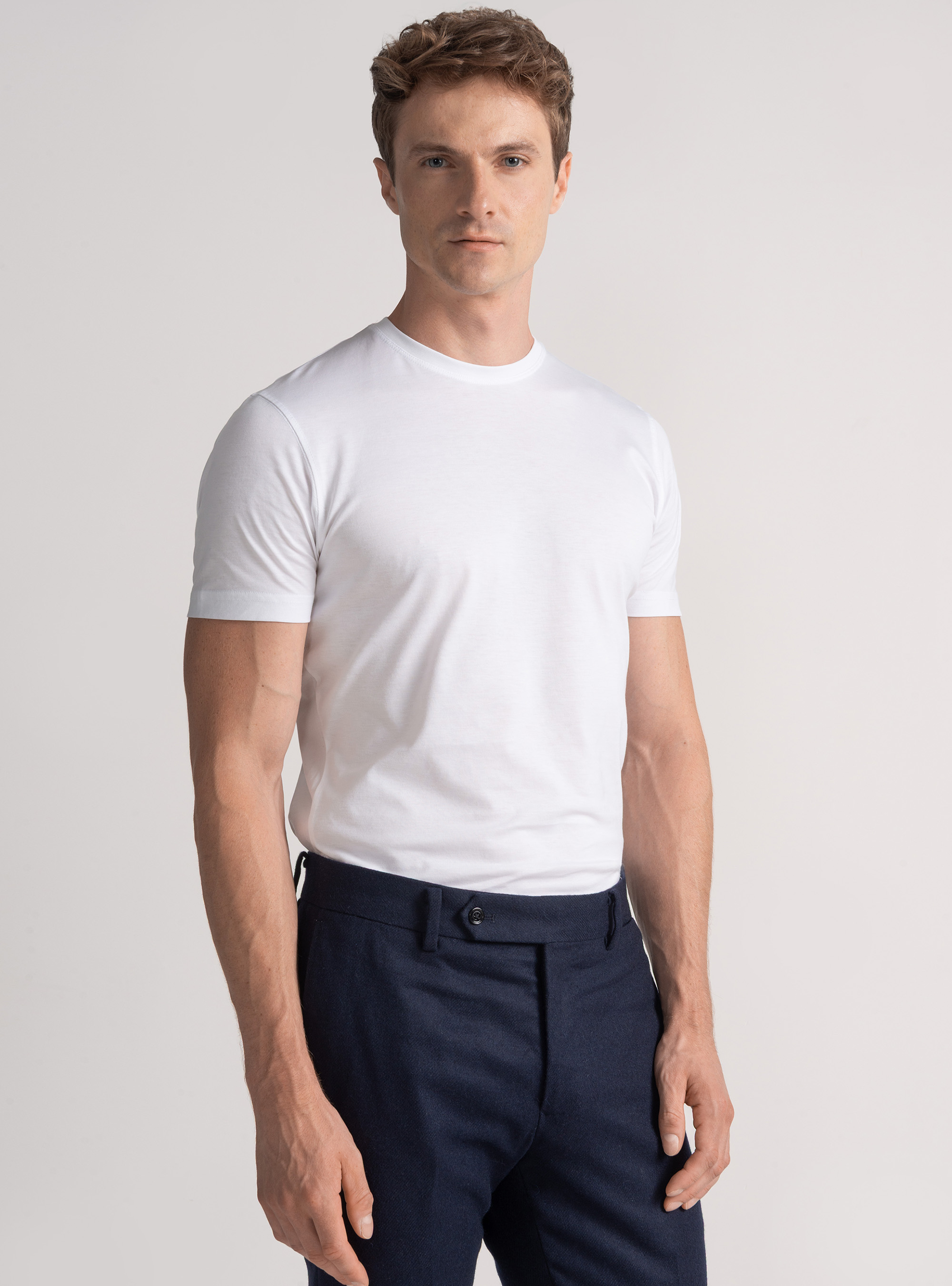 T-shirt mezza manica in cotone Supima, BIANCO