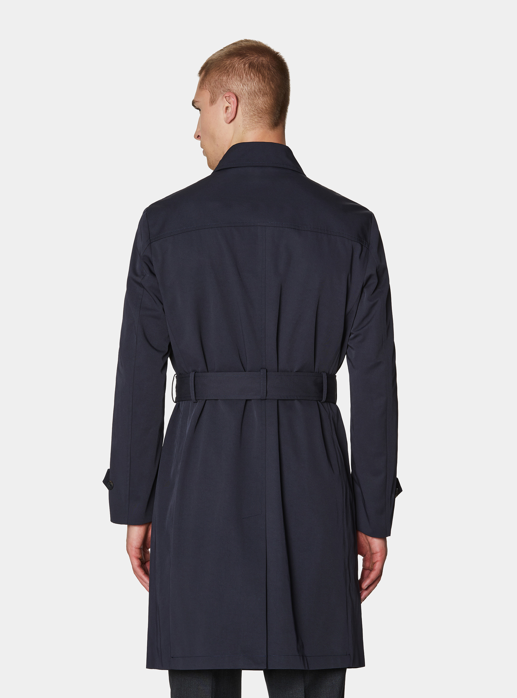 Trench doppiopetto in twill di cotone, BLU NAVY