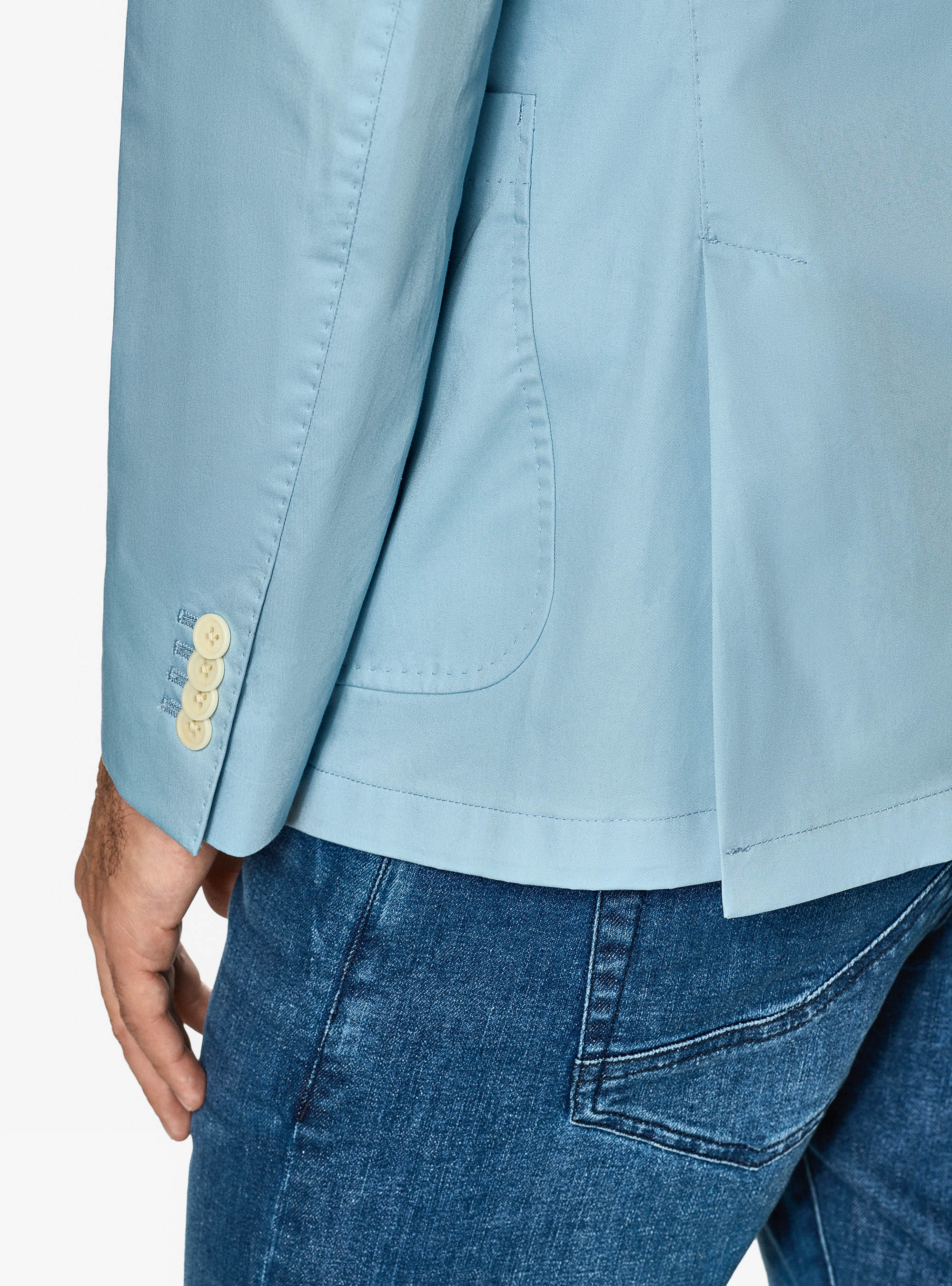 Giacca in cotone popeline, AZZURRO