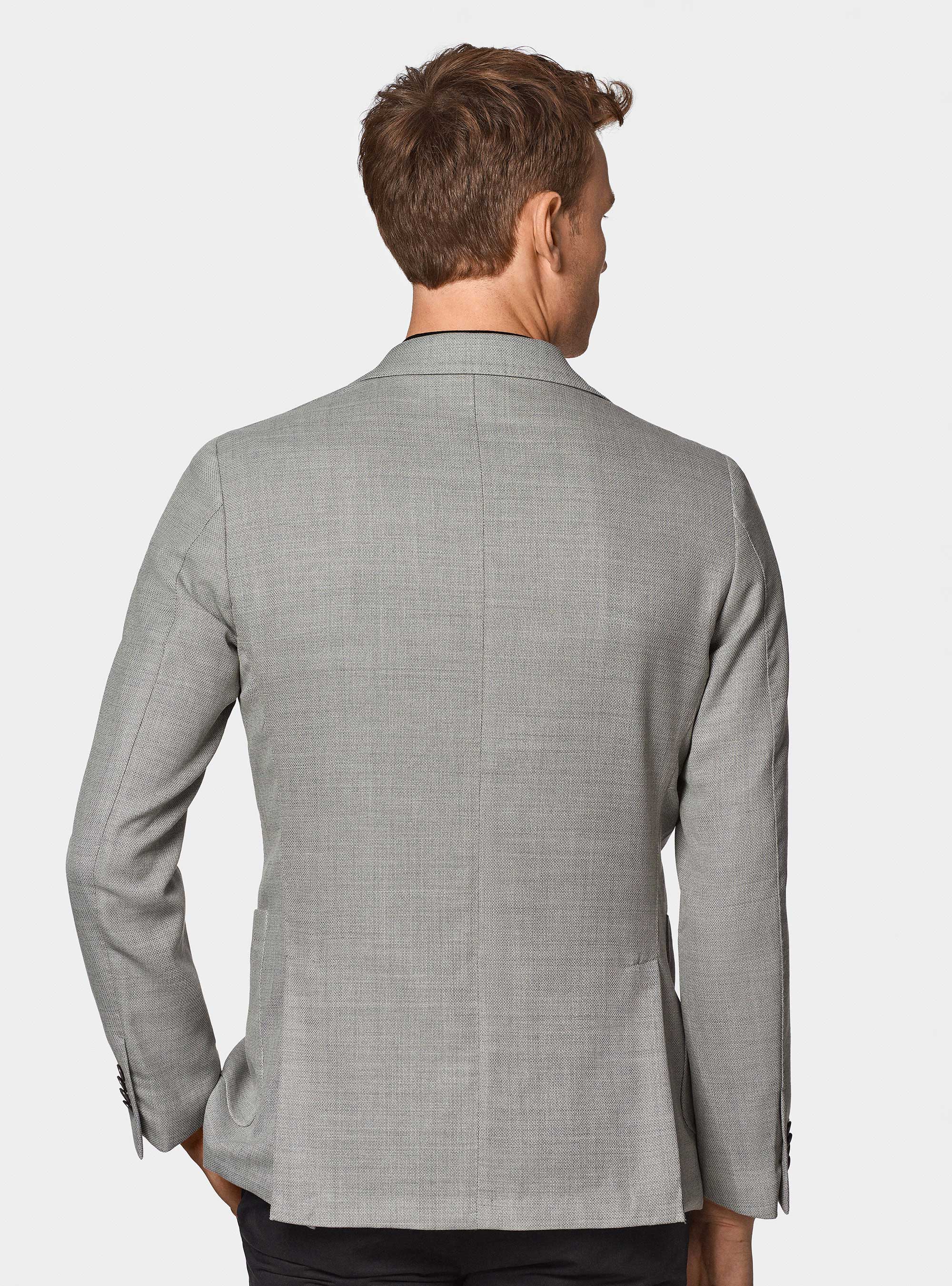 Giacca in pura lana micro texture, GRIGIO CHIARO