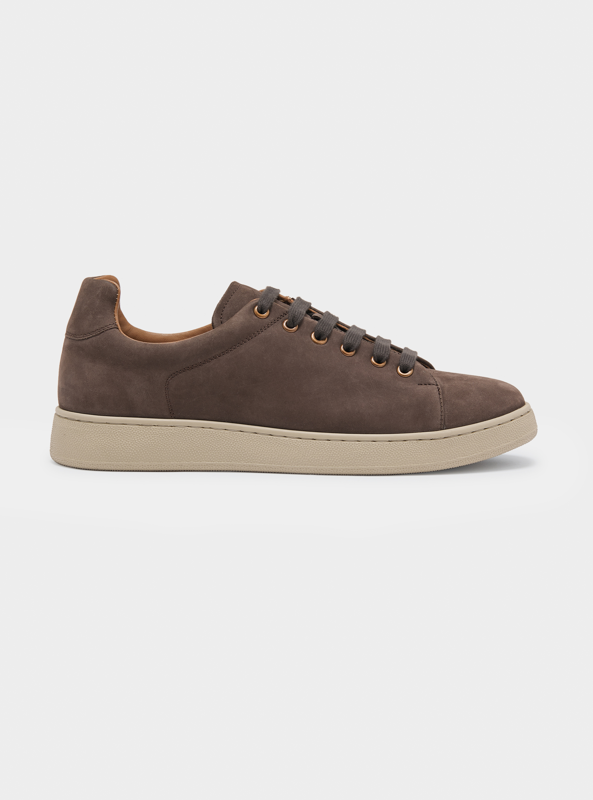 Sneakers in nabuk, MARRONE