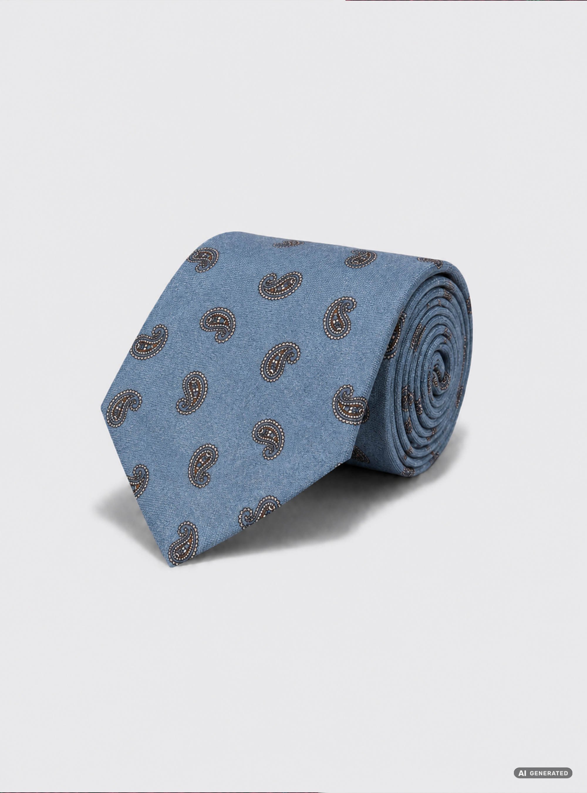 Cravatta in lana stampata fantasia paisley, AZZURRO