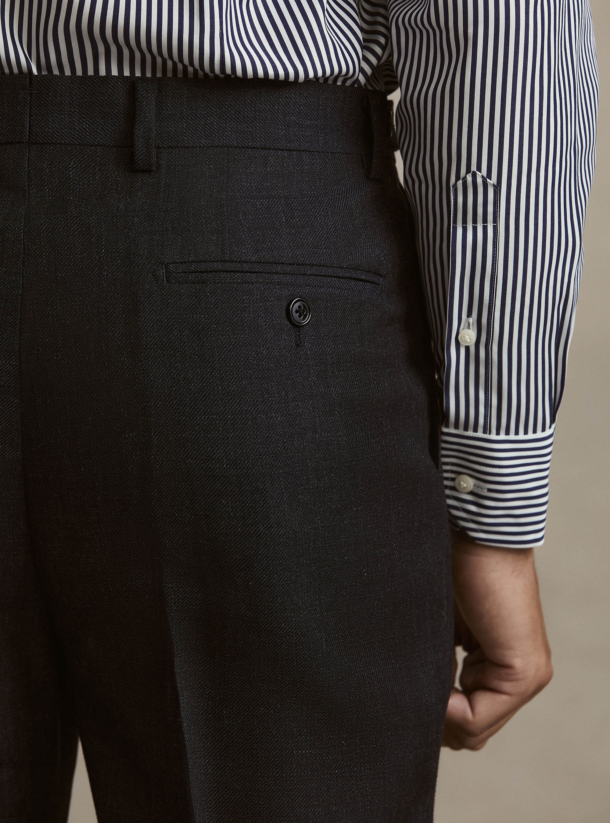 Pantaloni con pince in pura lana, BLU NAVY