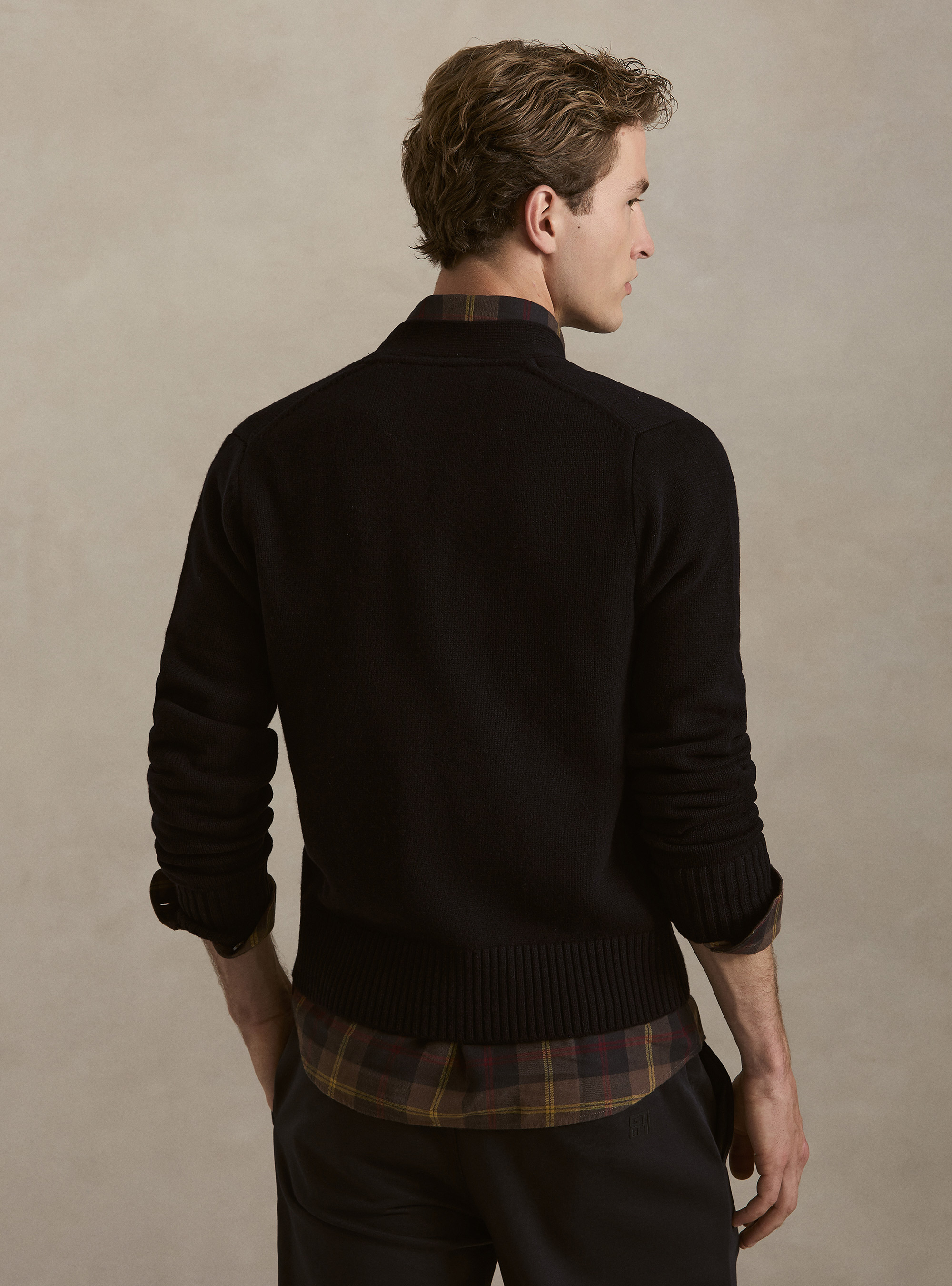 Cardigan con bottoni in lana e cashmere, BLU NAVY