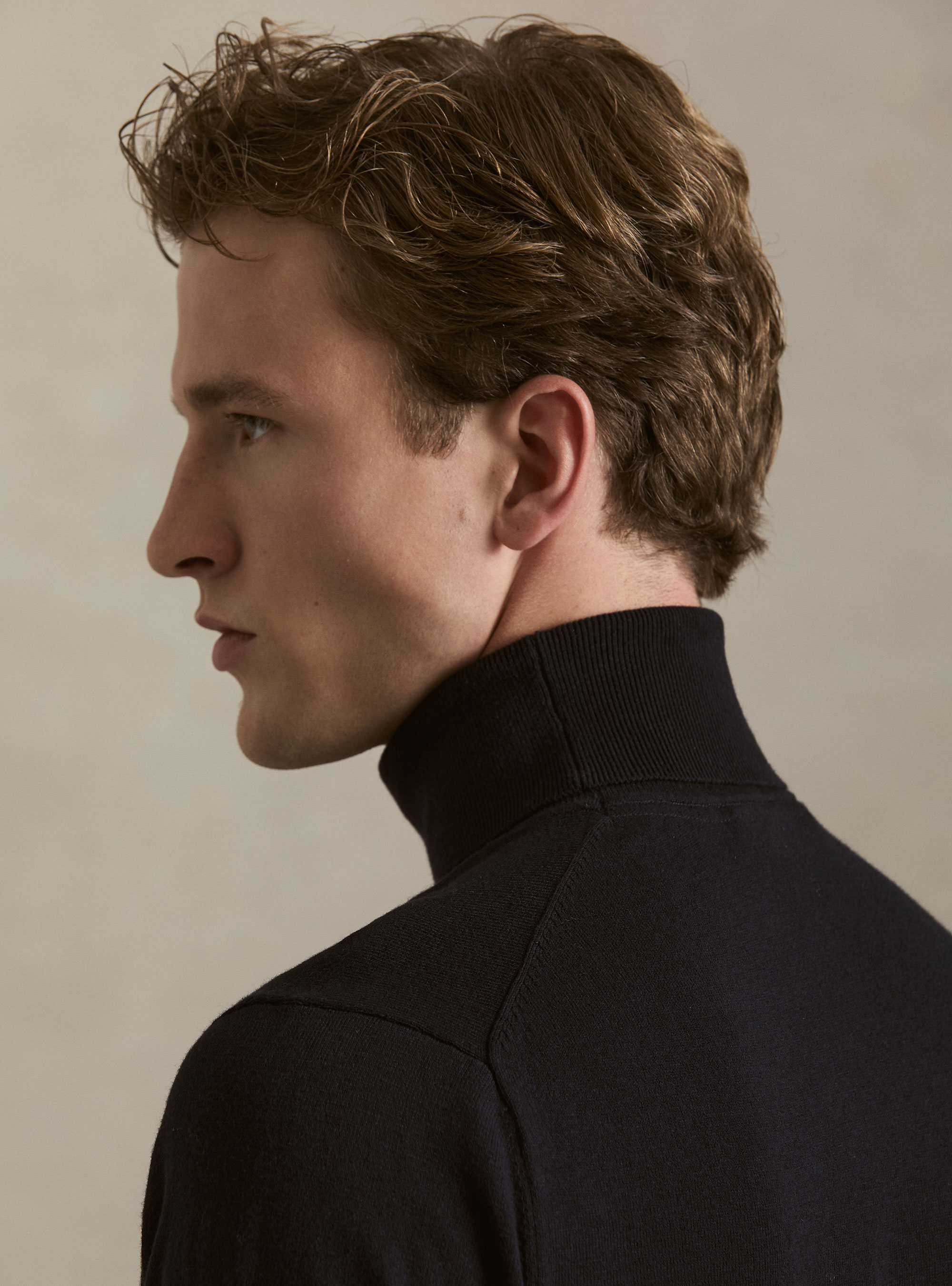Dolcevita in cotone e cashmere, BLU NAVY