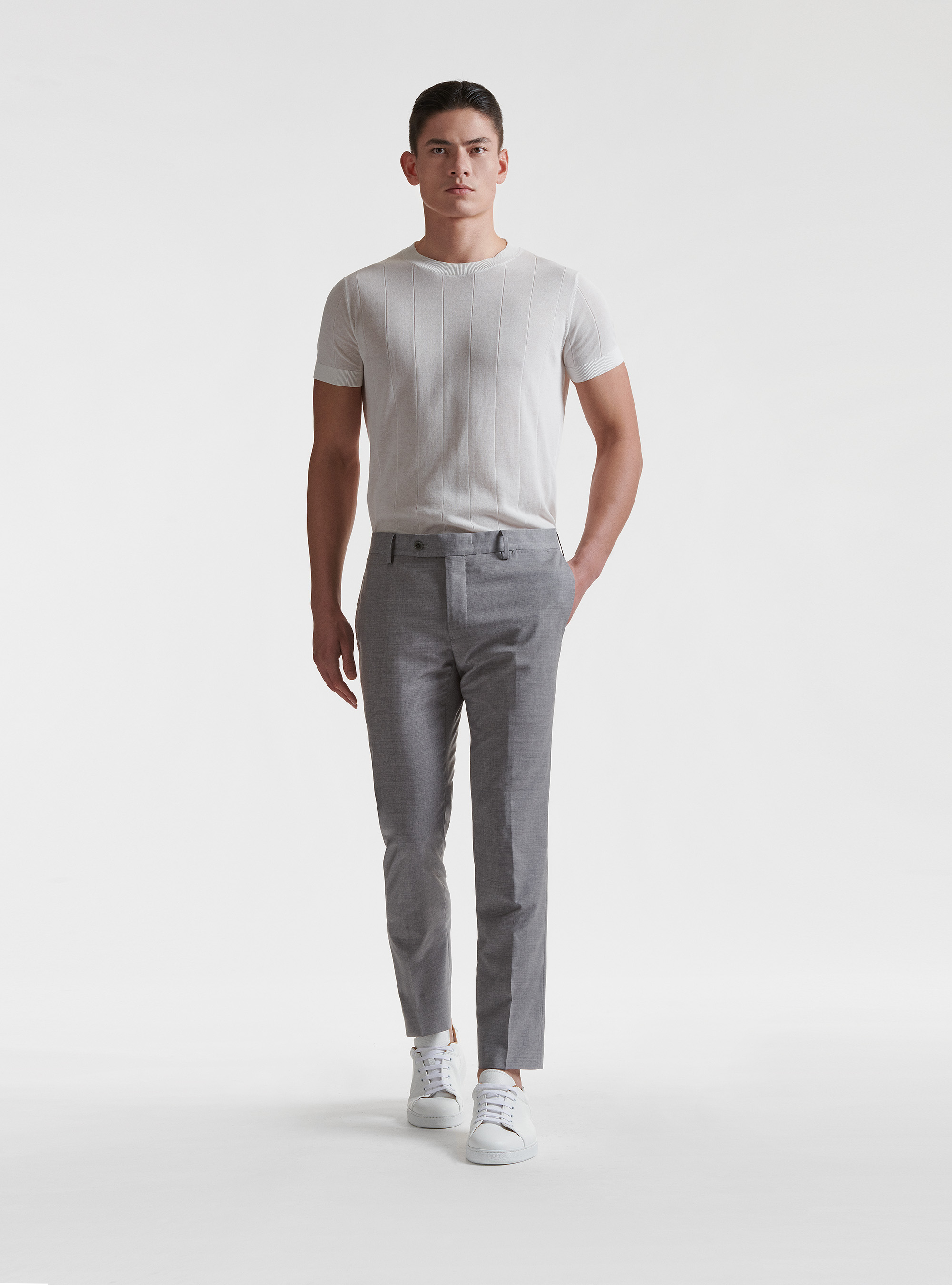 Pantaloni per abito in pura lana superfine 130's Reda, GRIGIO CHIARO 0256C