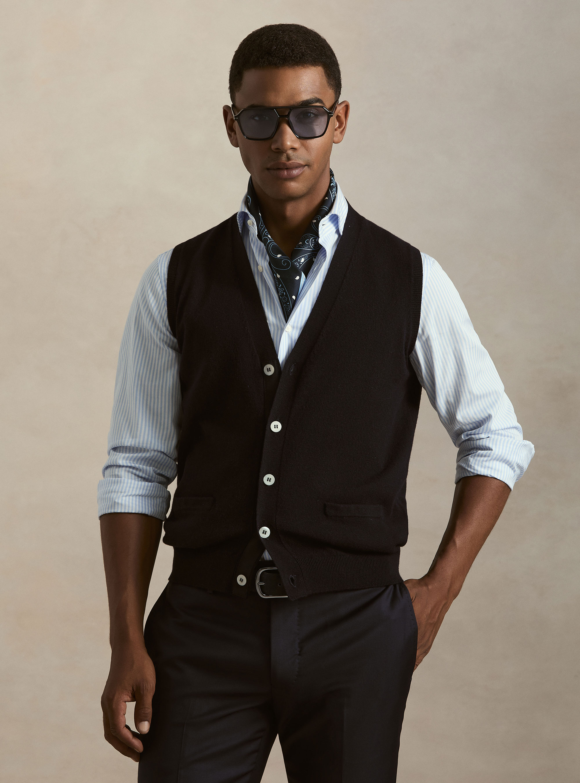 Gilet in maglia in lambswool e cashmere, BLU NAVY